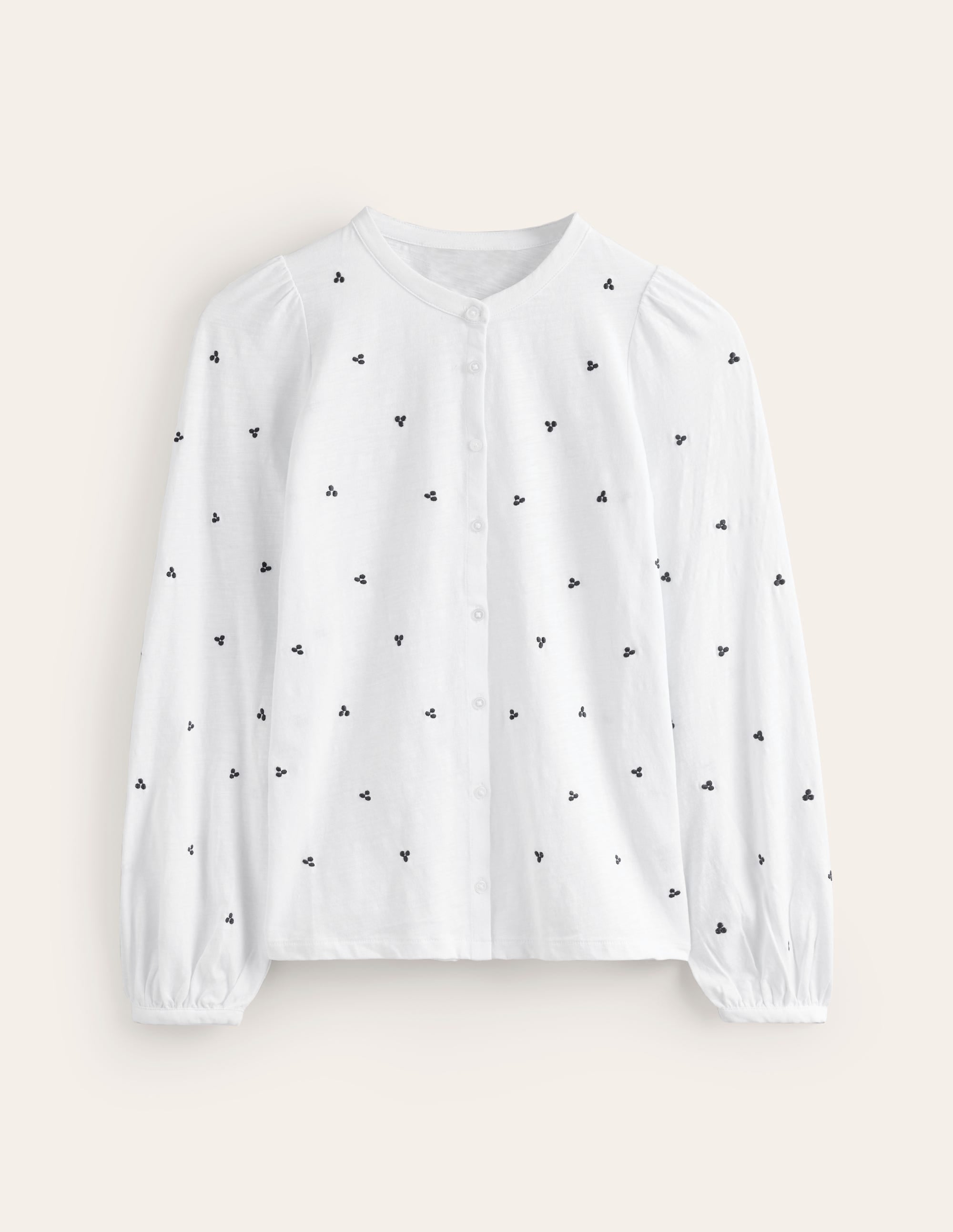 Marina Embroidered Shirt-White, Navy Spot - Image 5