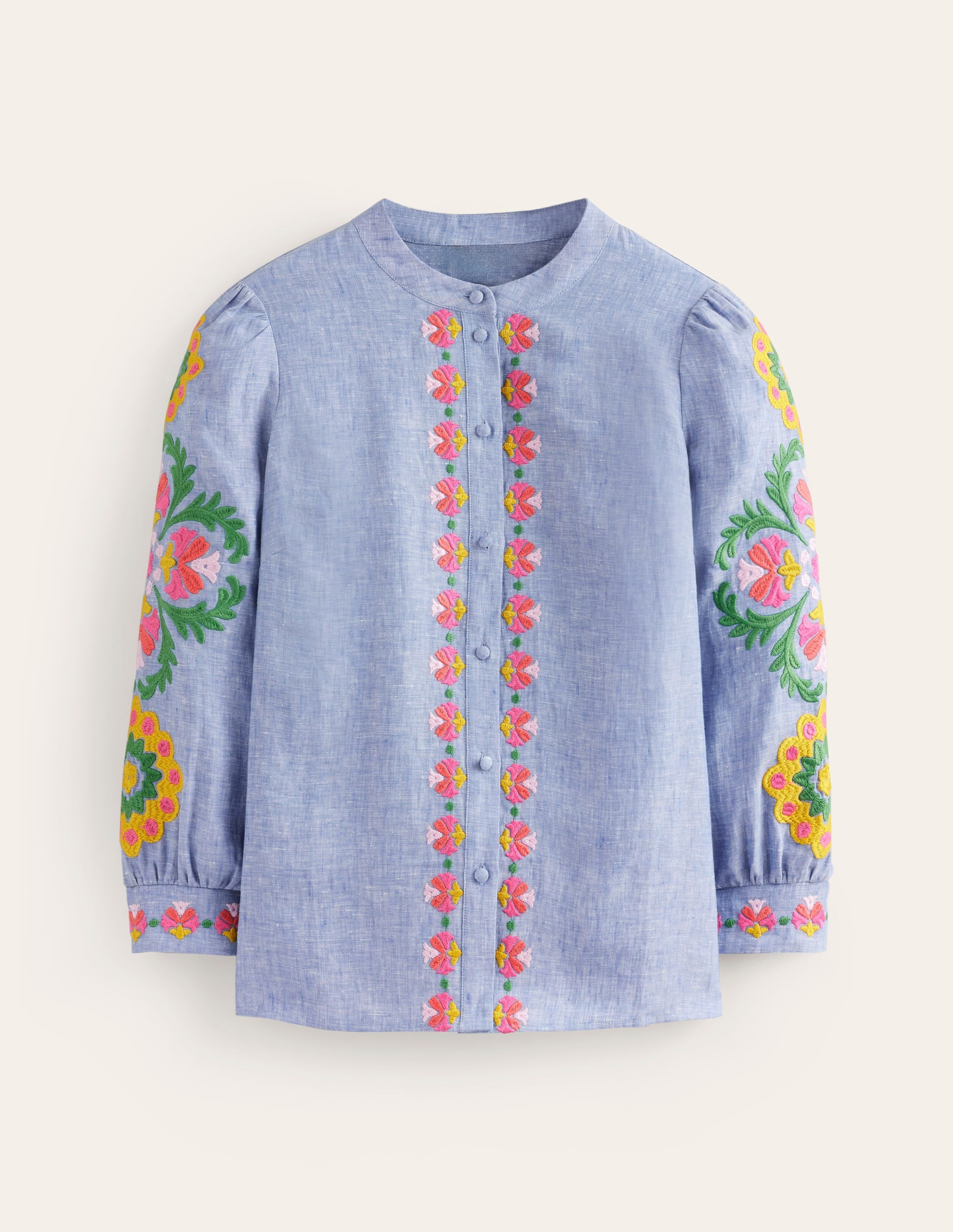 Ava Embroidered Top-Chambray - Image 5