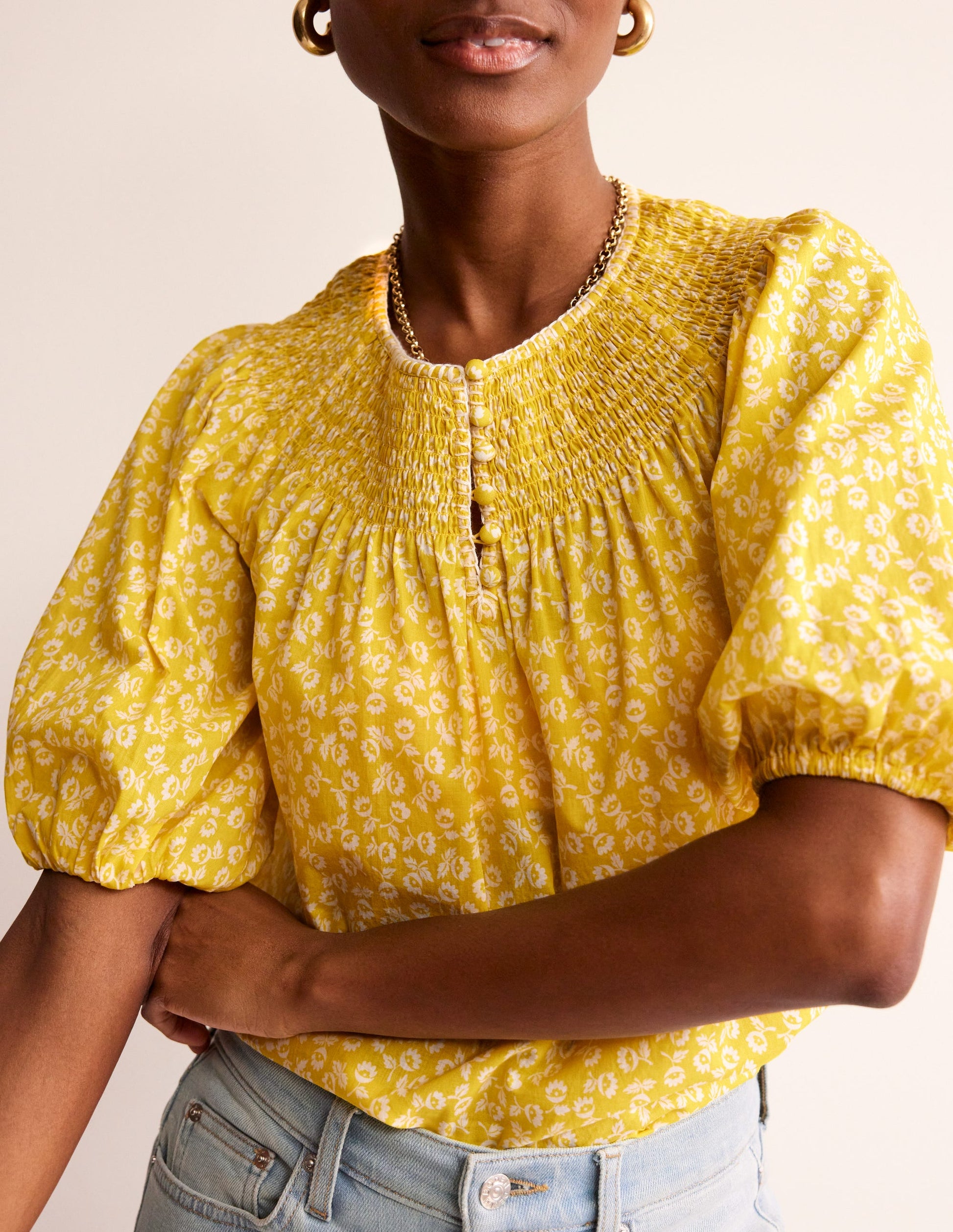Easy Stitch Detail Top-Passion Fruit, Ditsy Bud-2