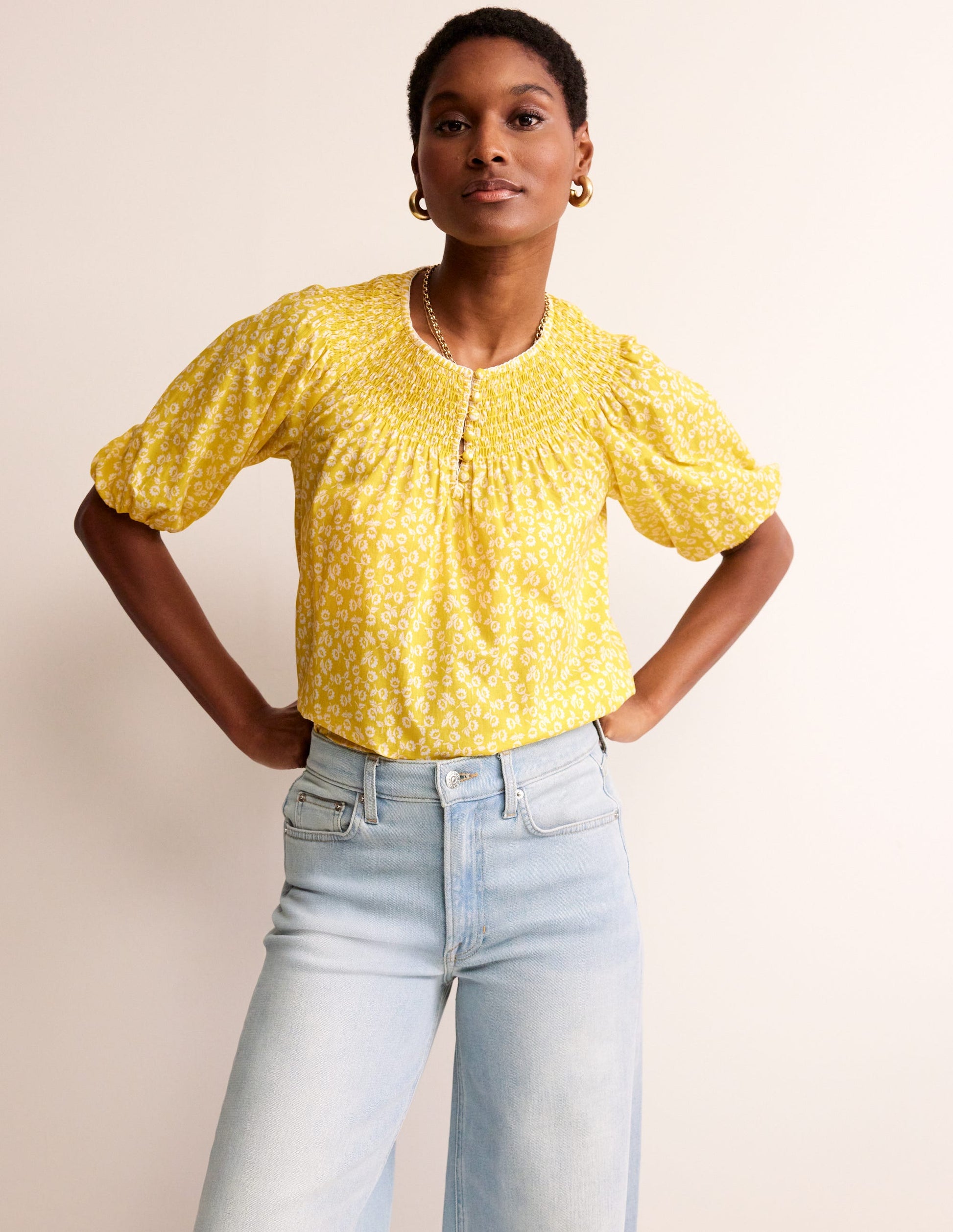 Easy Stitch Detail Top-Passion Fruit, Ditsy Bud-4