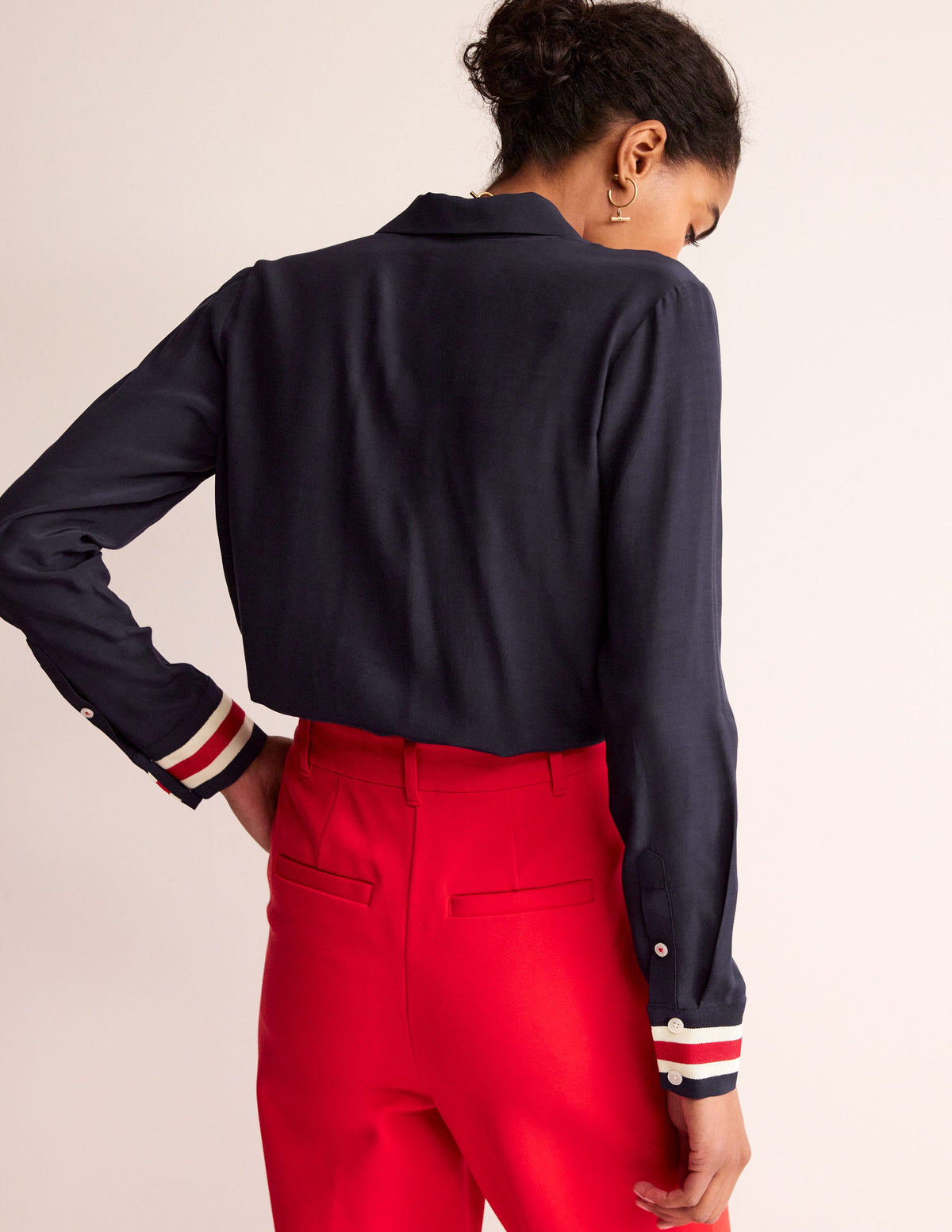 Sienna Tipped Detail Shirt-Navy-3