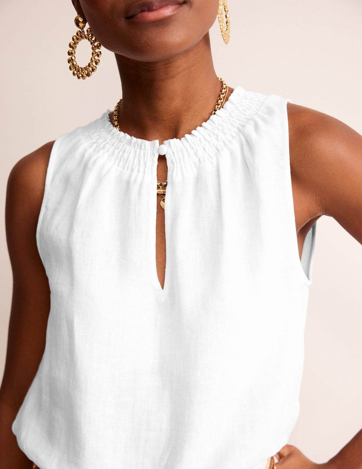 Georgia Linen Sleeveless Top-White-2