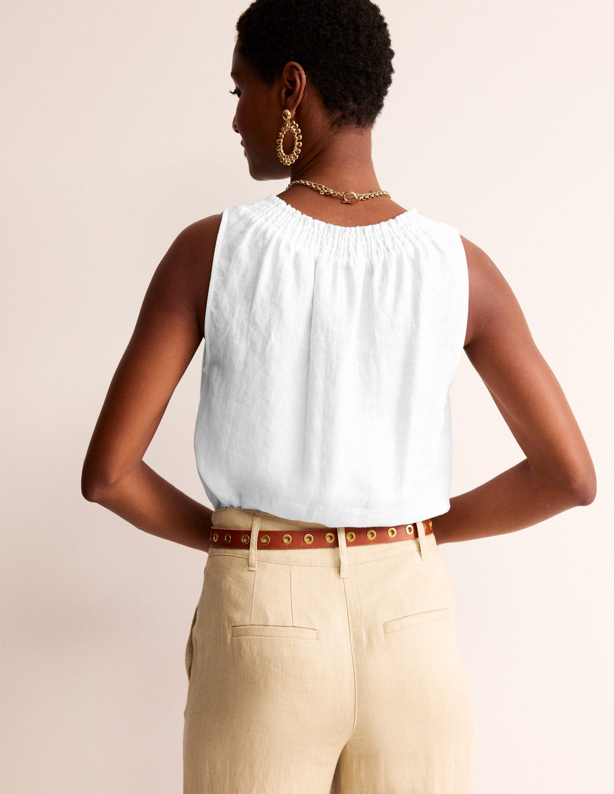 Georgia Linen Sleeveless Top-White-3