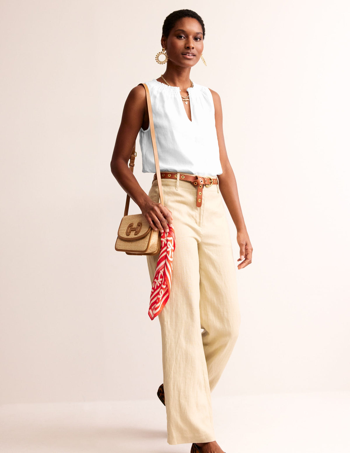 Georgia Linen Sleeveless Top-White-4