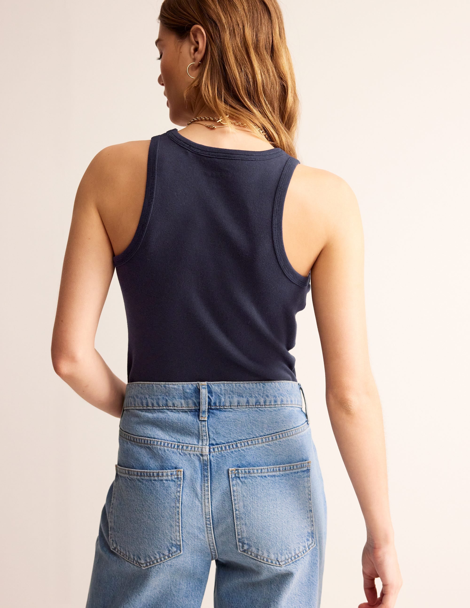 Ribbed Racer Vest-Navy - Image 3