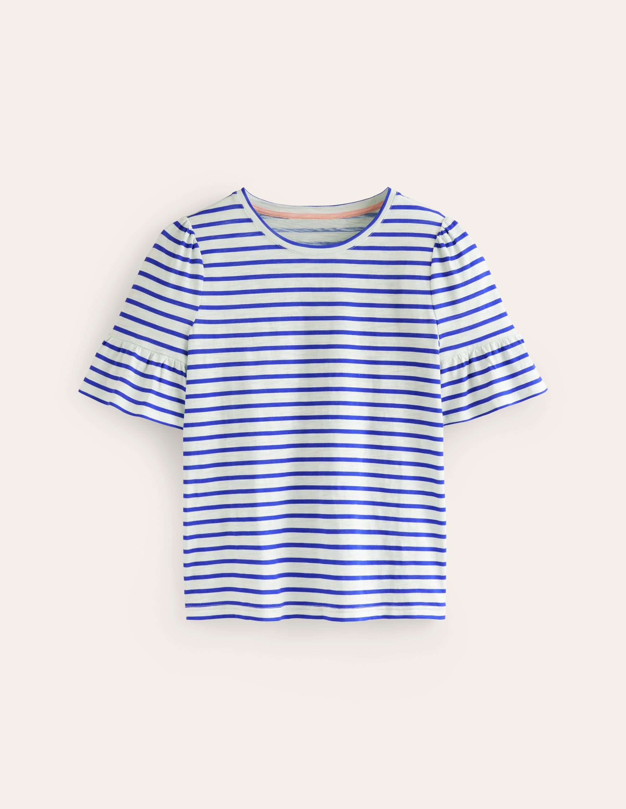 Crew Neck Frill Cuff T-shirt-Ivory, Surf the Web - Image 5