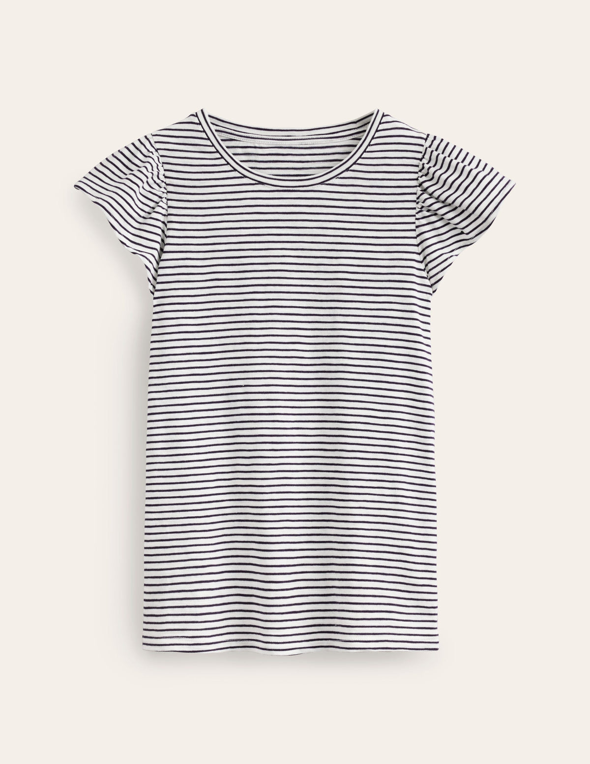 Cotton Flutter Top-Ivory, Navy - Image 6