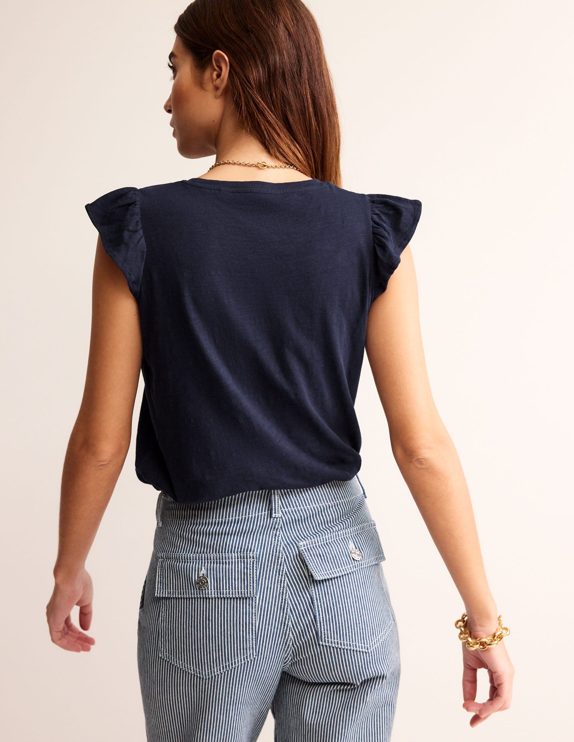 Cotton Flutter Top-Navy-3