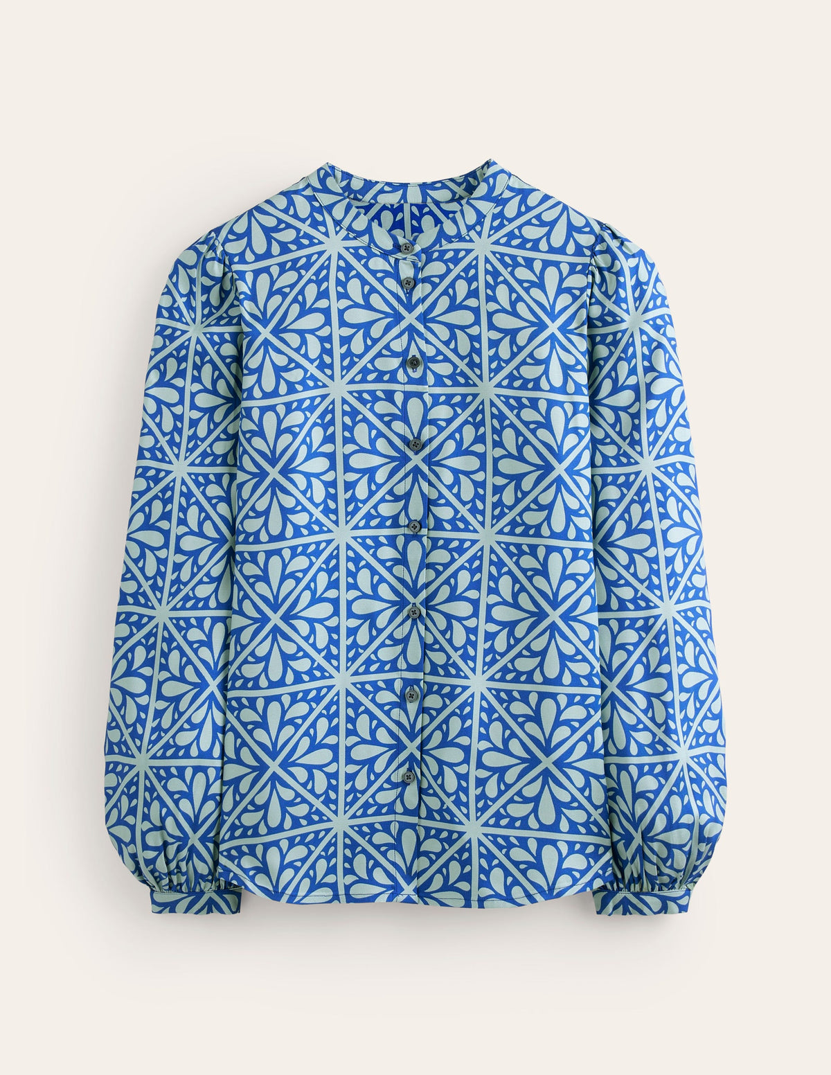 Blouson Sleeve Blouse-Surf The Web, Floral Mosaic - Image 5