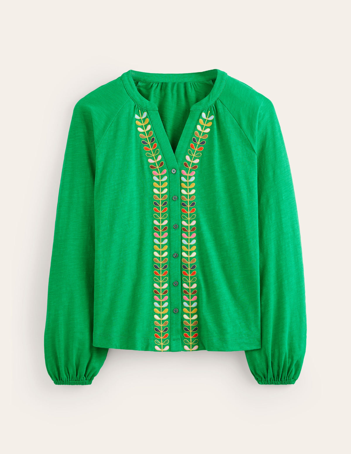 Embroidered Detail Top-Rich Emerald - Image 5