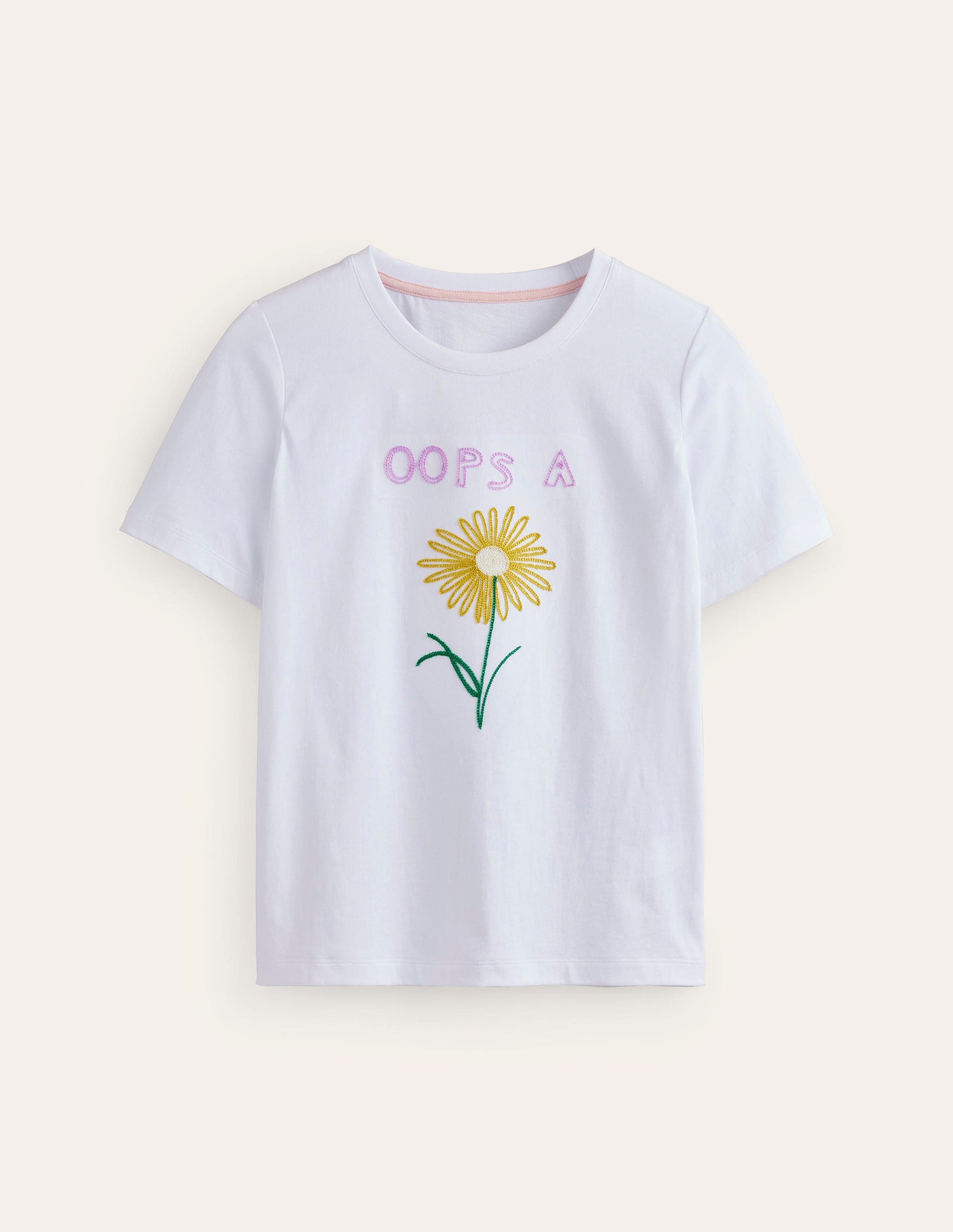 Rosa Embroidered T-Shirt-White, Oops A Daisy-5
