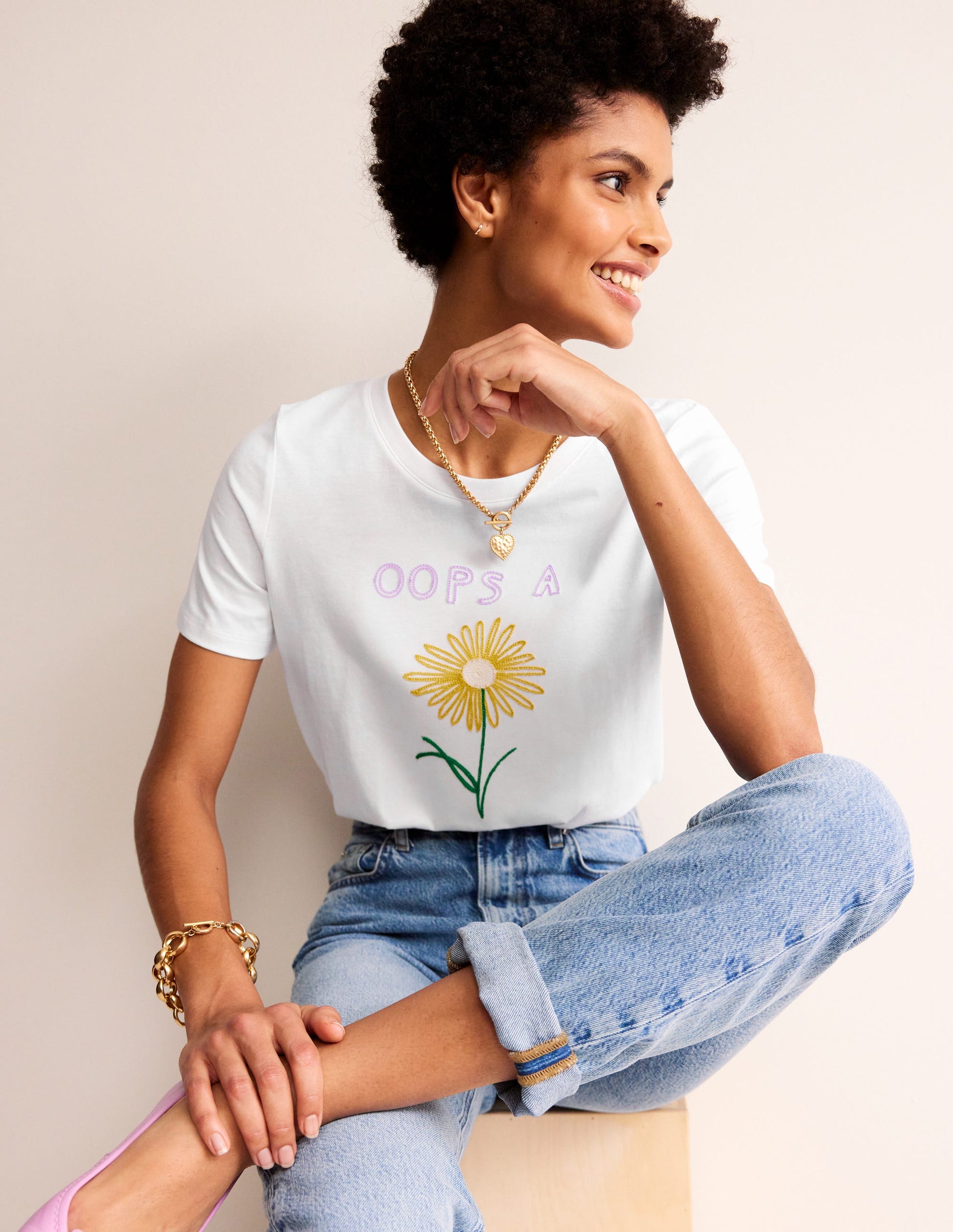 Rosa Embroidered T-Shirt-White, Oops A Daisy-4