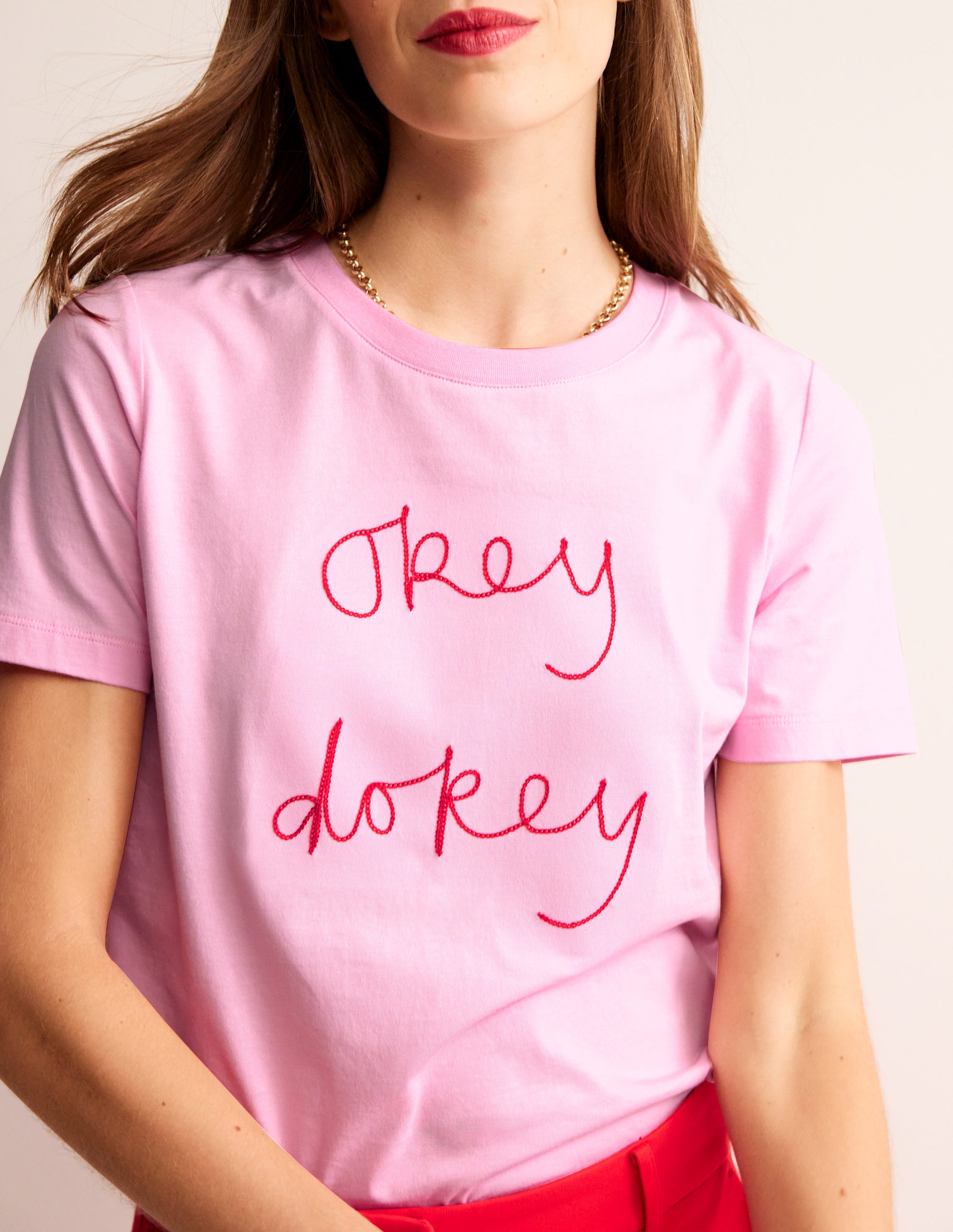 Rosa Embroidered T-Shirt-Sweet Lilac, Okey Dokey - Image 2