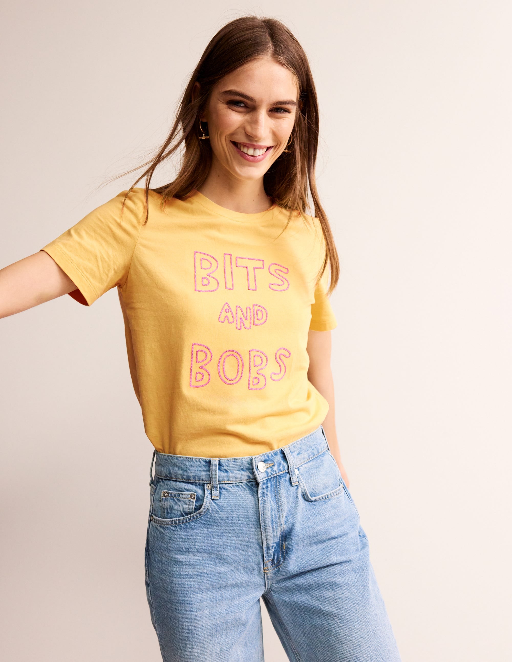 Rosa Embroidered T-Shirt-Dusky Citron, Bits and Bobs - Image 1
