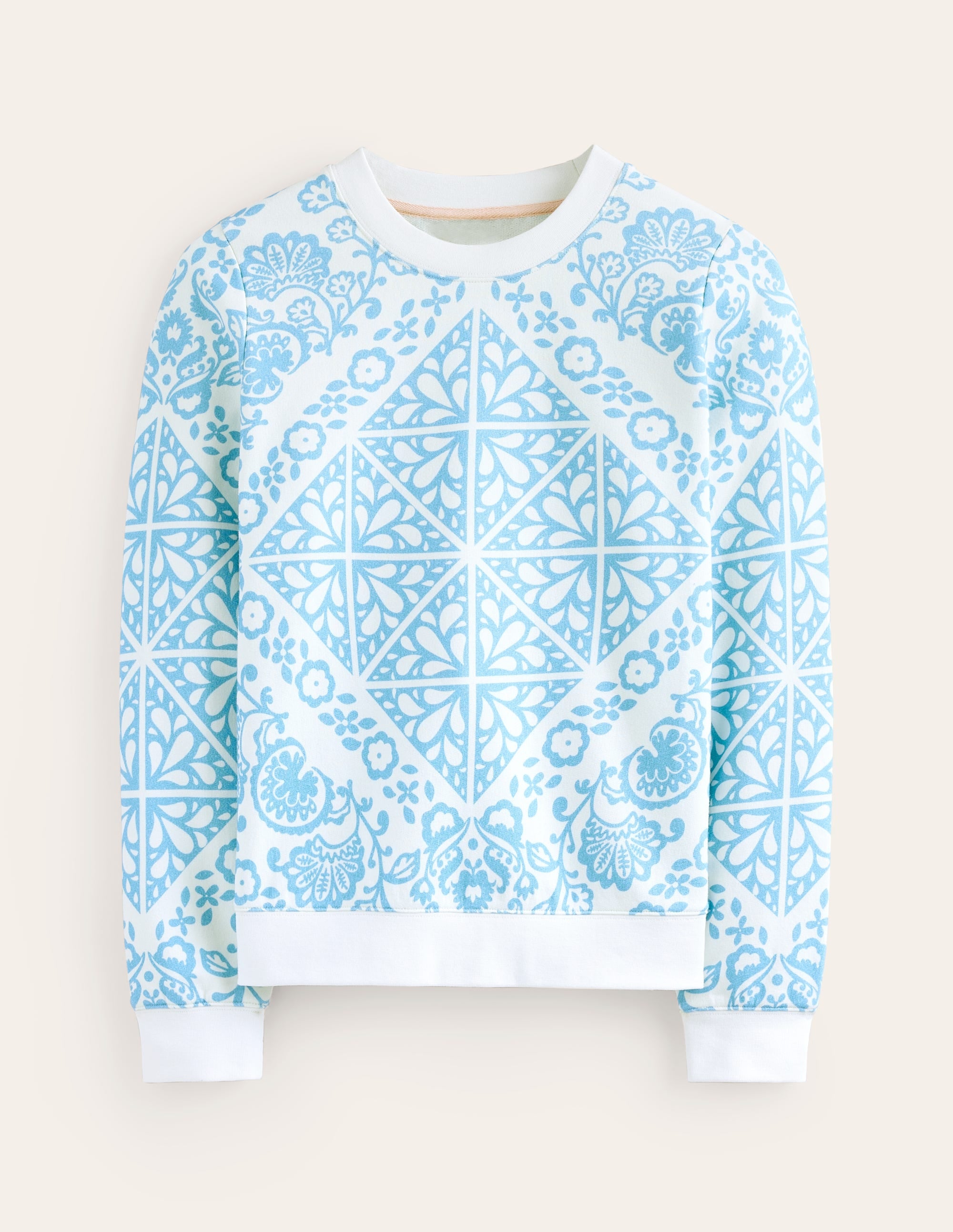 Hannah Printed Sweatshirt-Ivory, Mosaic Terrace - Image 5
