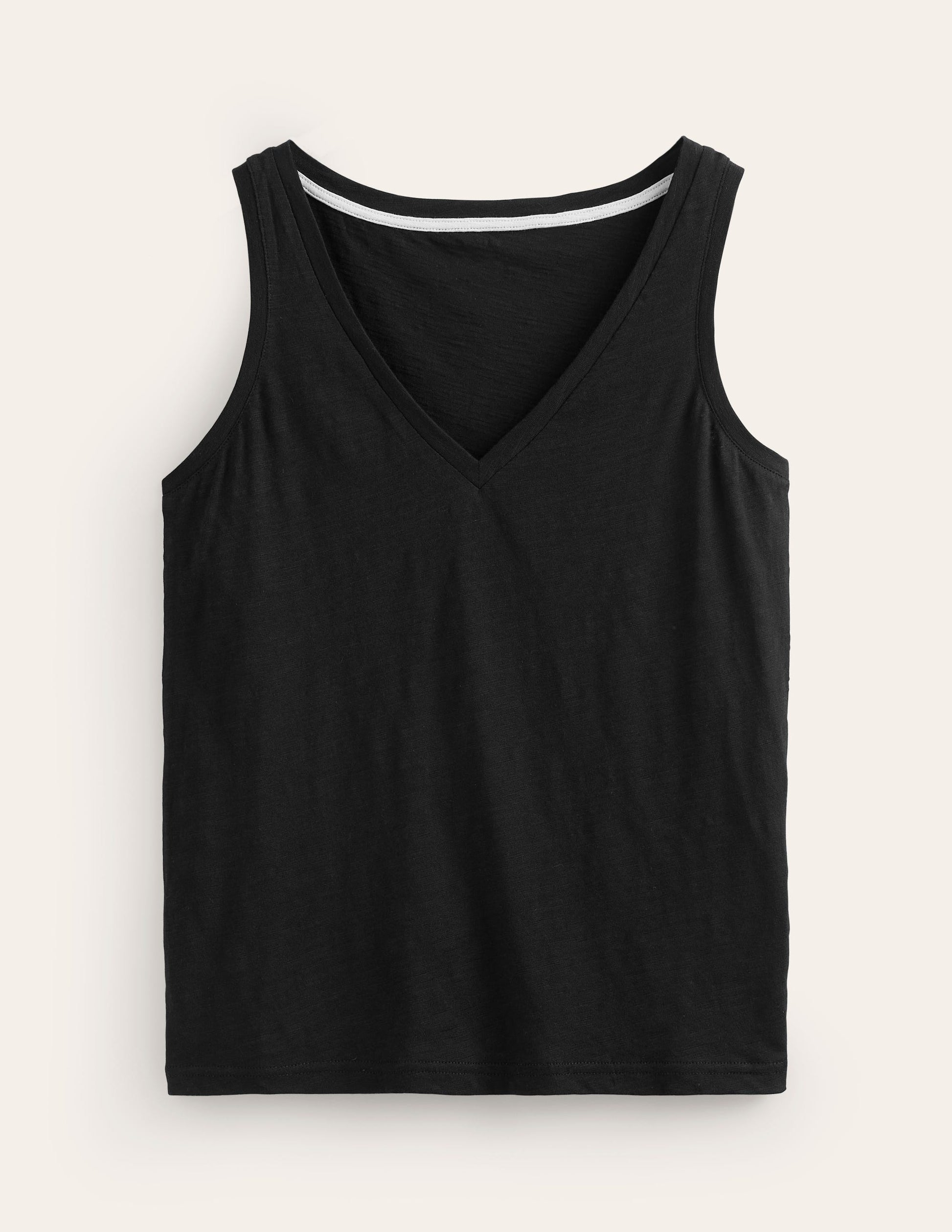 Regular V-Neck Slub Vest-Black-5