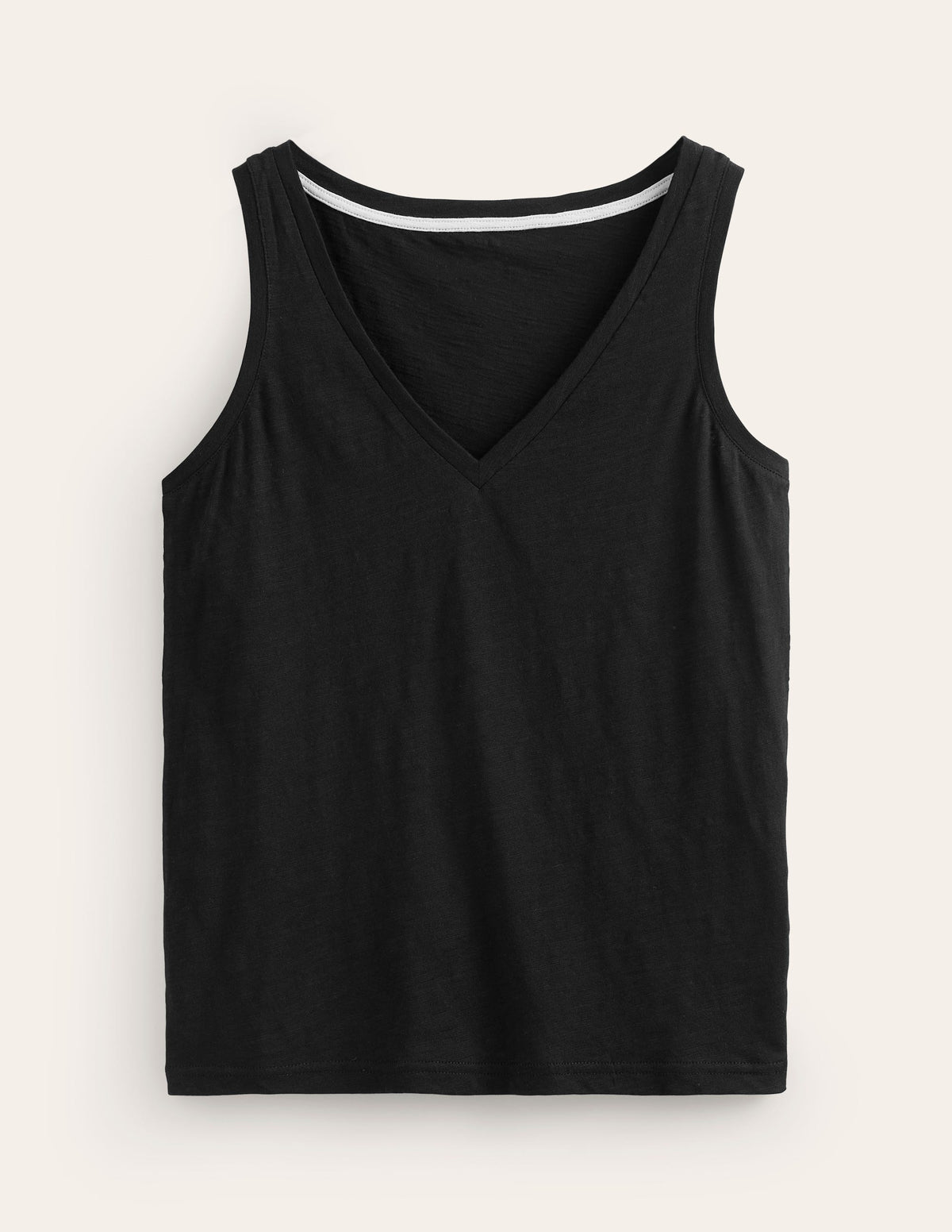 Regular V-Neck Slub Vest-Black - Image 5