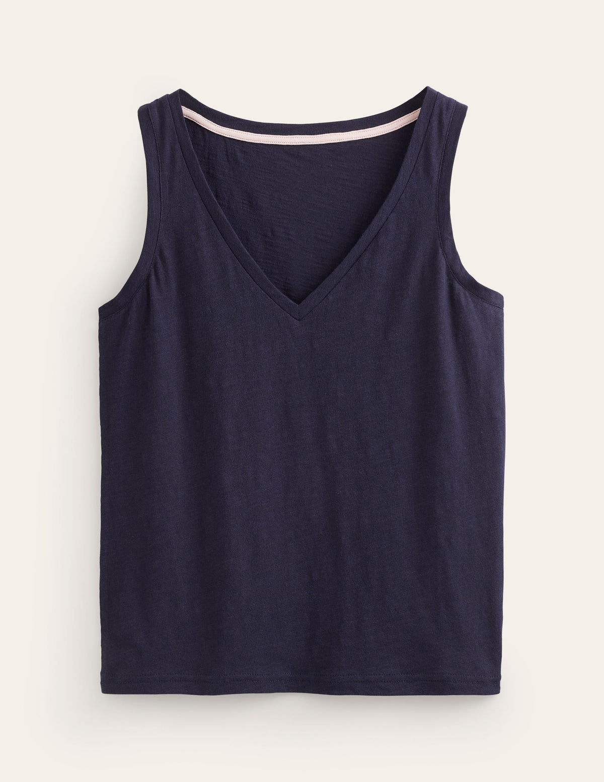 Regular V-Neck Slub Vest-Navy-7