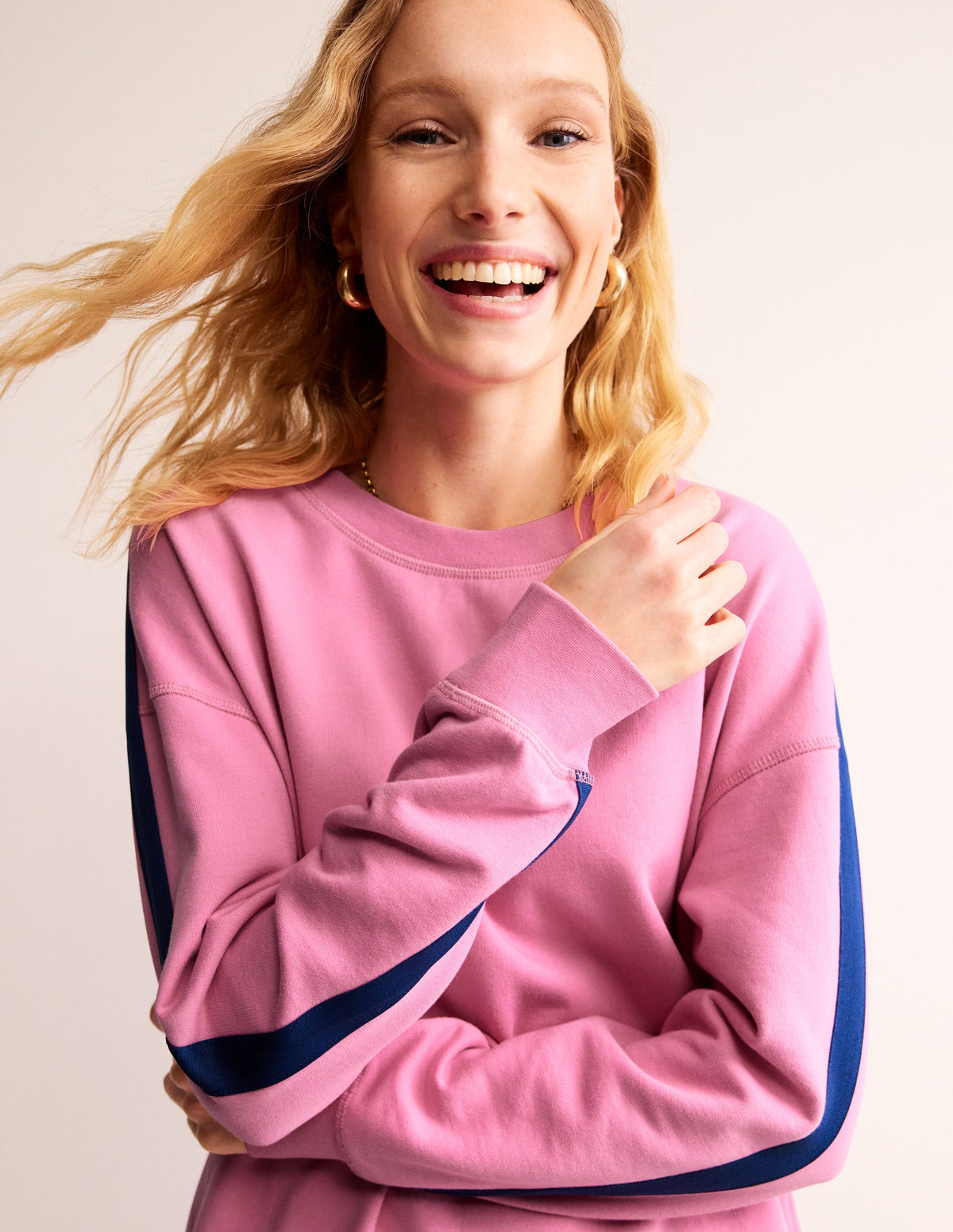 Emi Relaxed Sweatshirt-Pink Blue Stripe-1