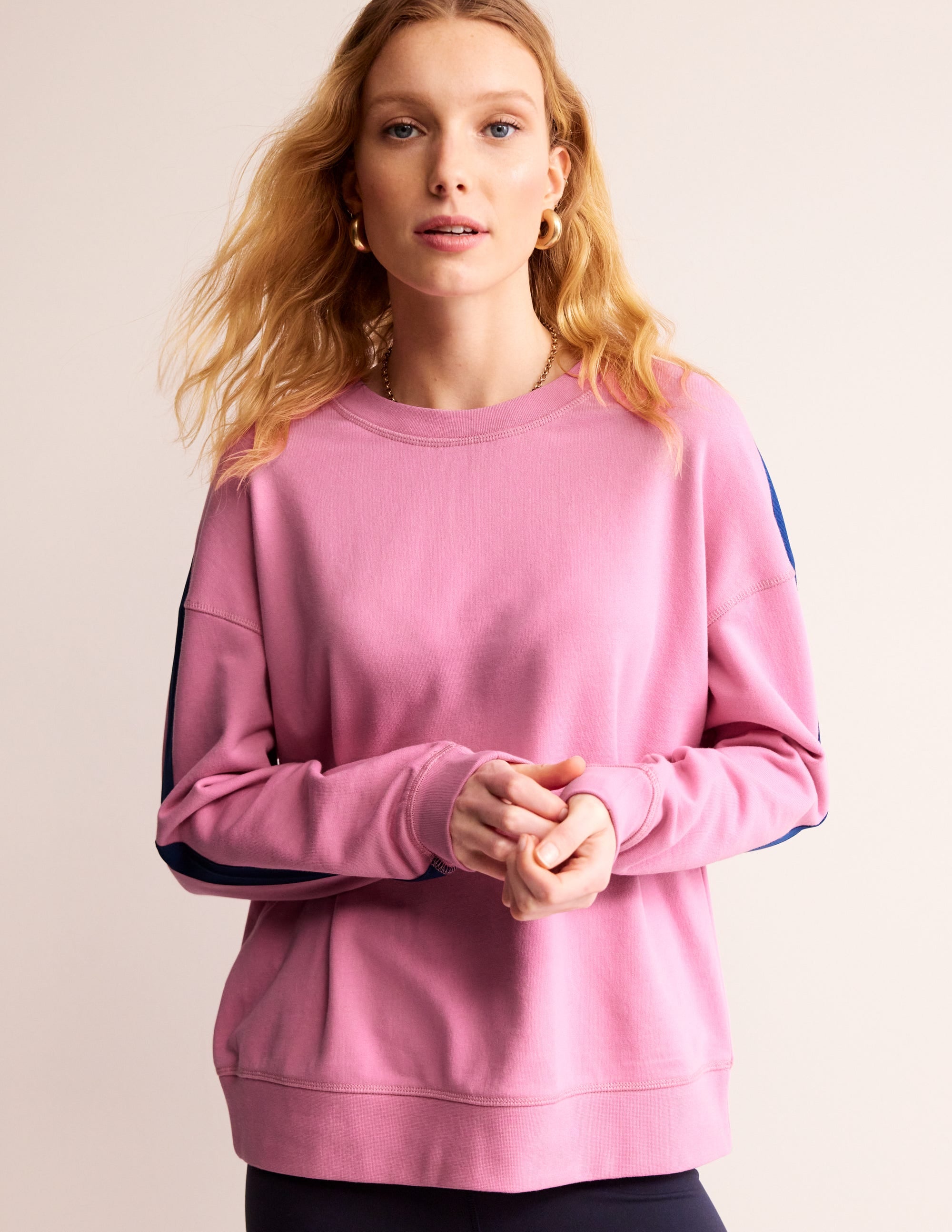 Emi Relaxed Sweatshirt-Pink Blue Stripe - Image 2