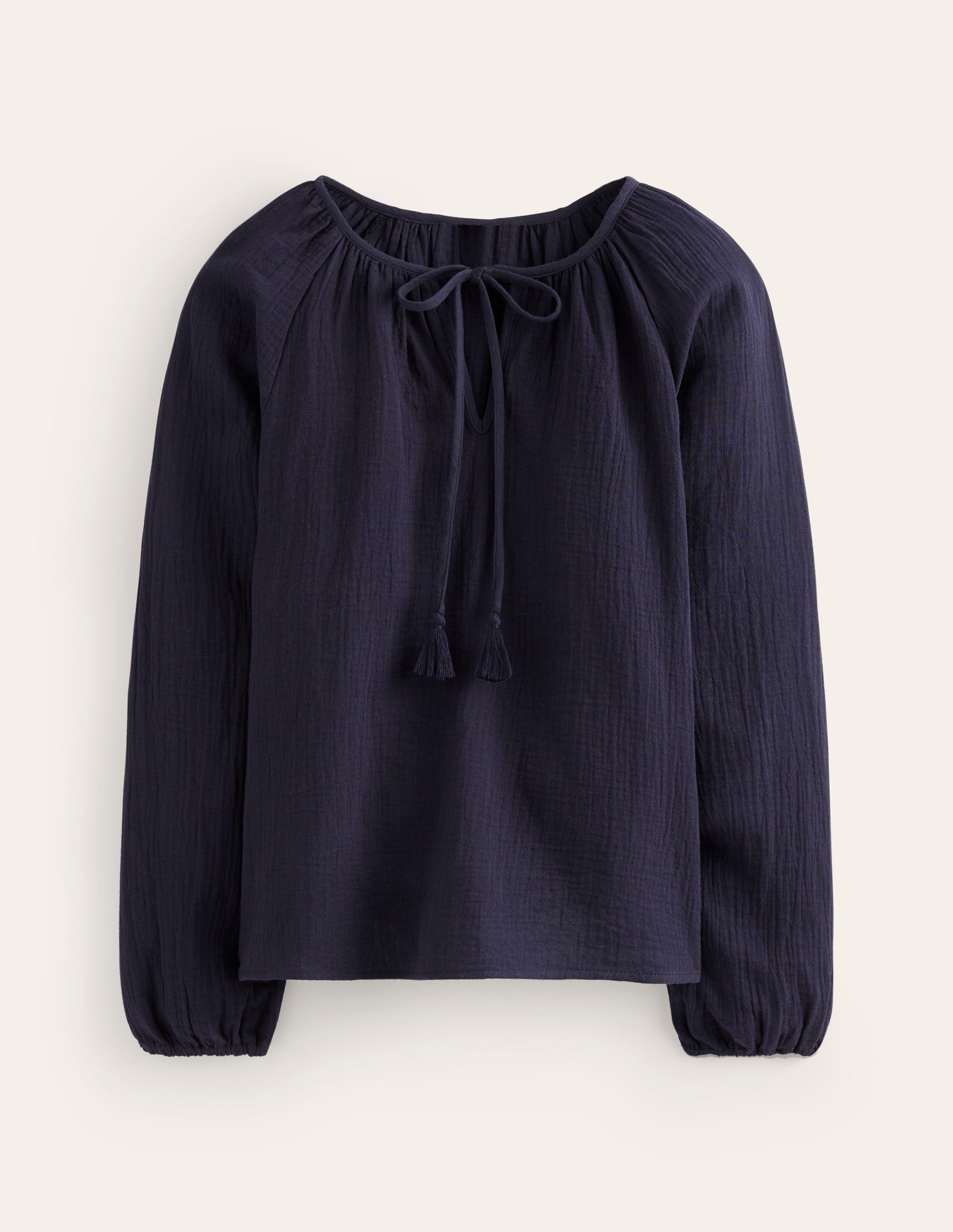Serena Double Cloth Blouse-Navy-6
