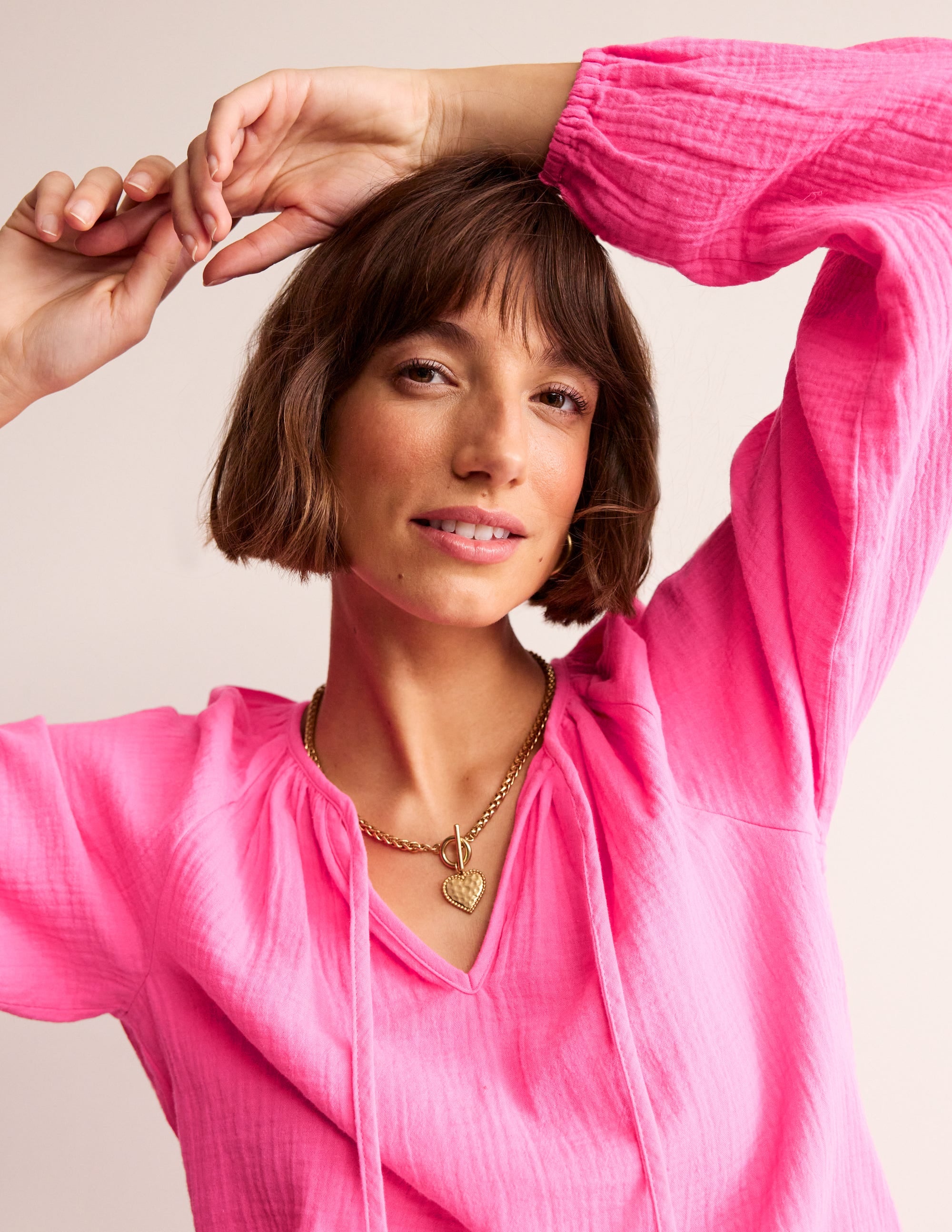 Serena Double Cloth Blouse-Sangria Sunset - Image 1