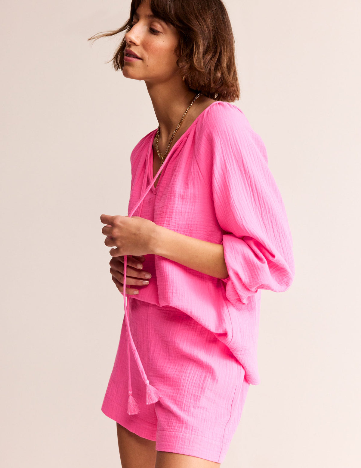 Serena Double Cloth Blouse-Sangria Sunset - Image 2