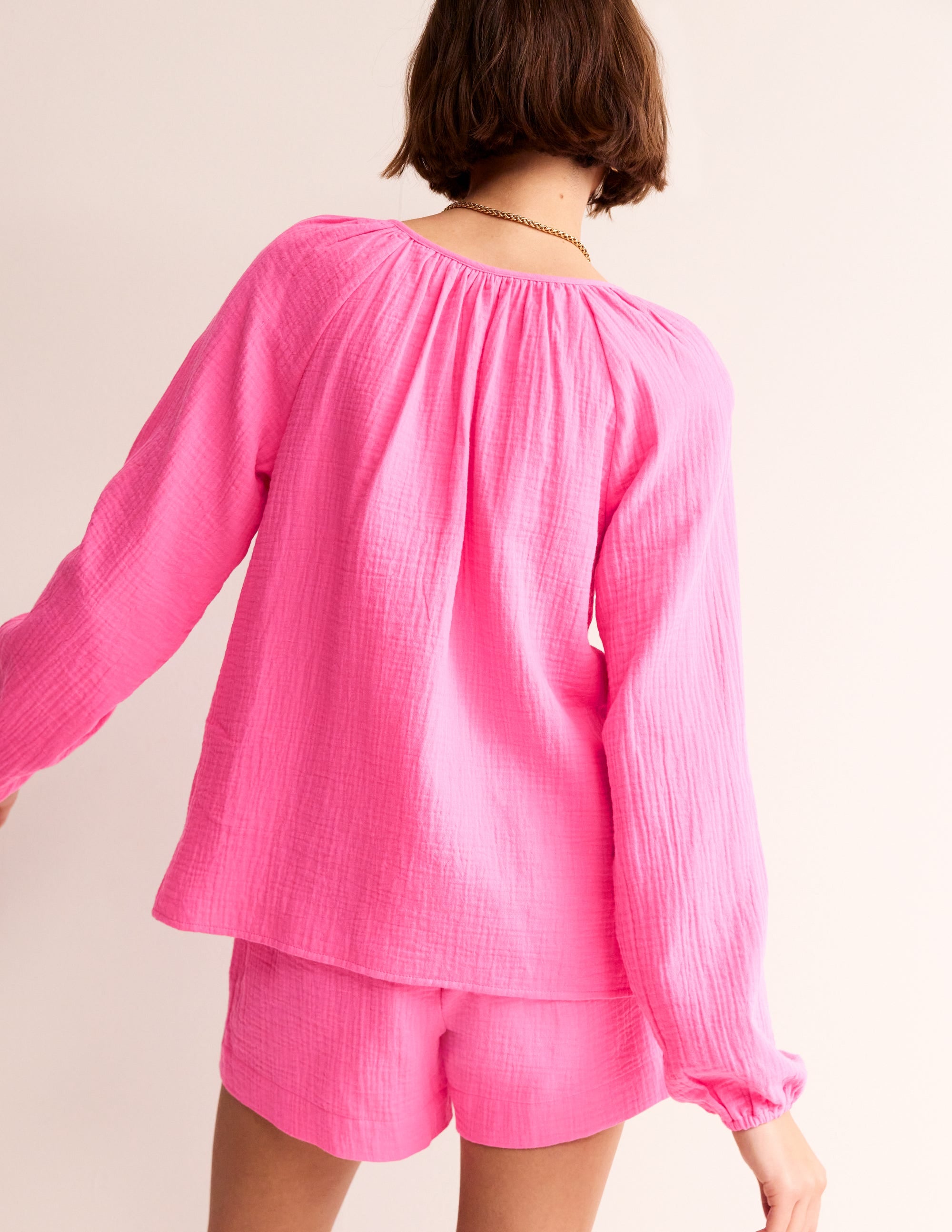 Serena Double Cloth Blouse-Sangria Sunset - Image 3