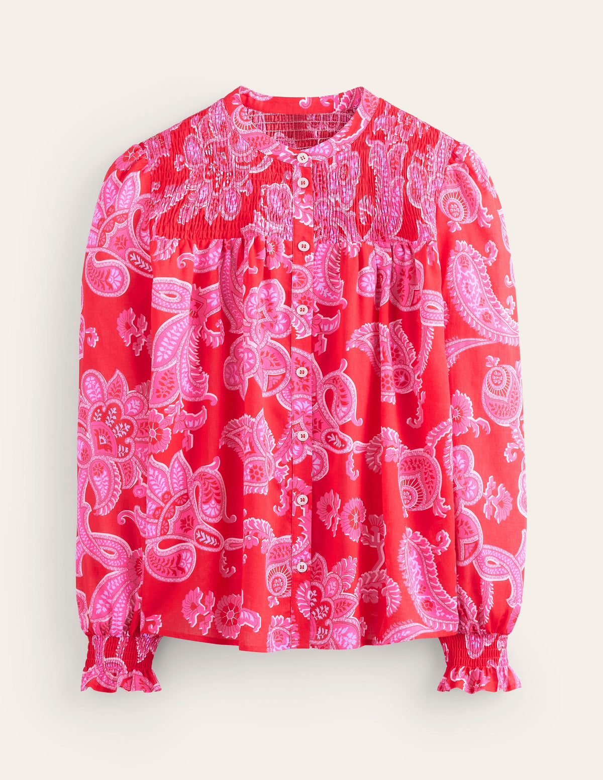 Helena Cotton Blouse-Flame Scarlet, Cascade Paisley - Image 5