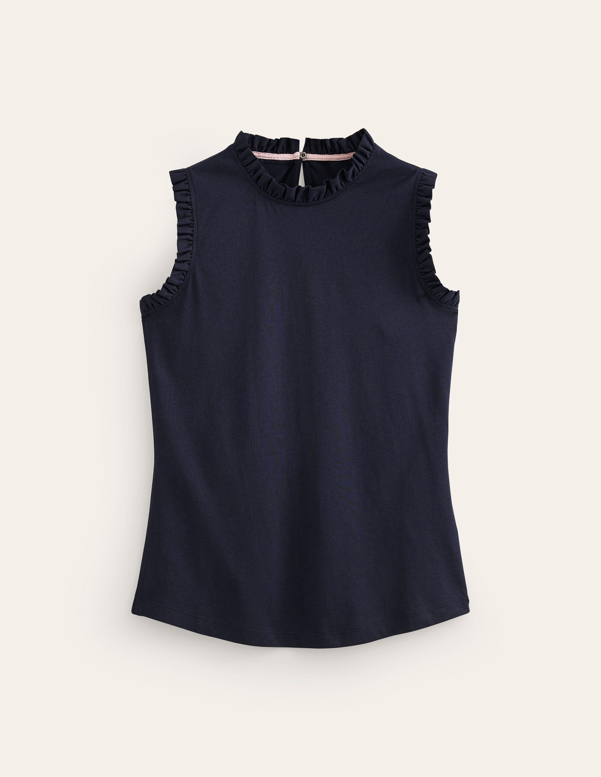 Supersoft Frill Detail Tank-Navy-5