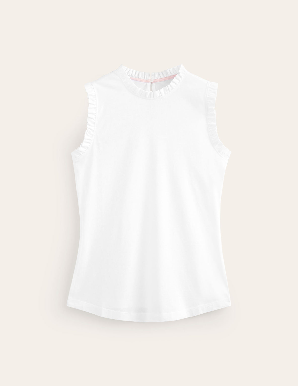 Supersoft Frill Detail Tank-White-5