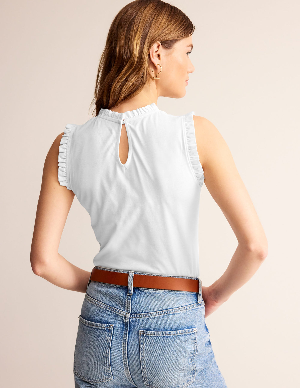 Supersoft Frill Detail Tank-White-4