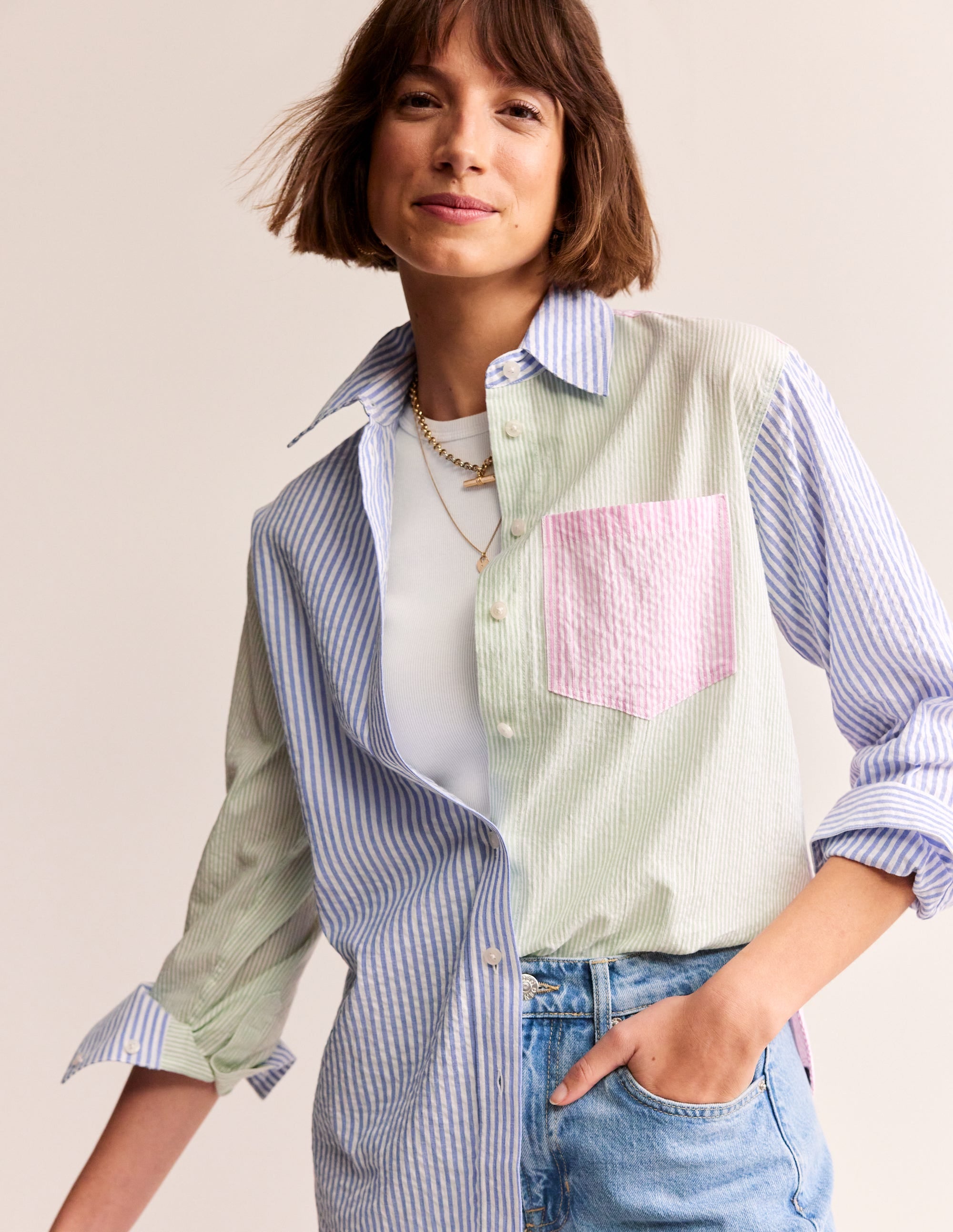 Connie Seersucker Shirt-Hotch Multi - Image 1