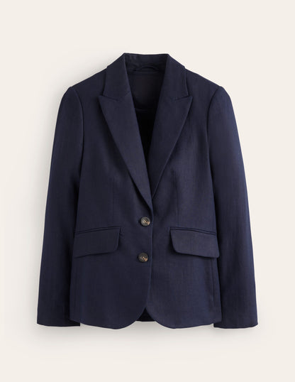 Marylebone Linen Blazer-Navy