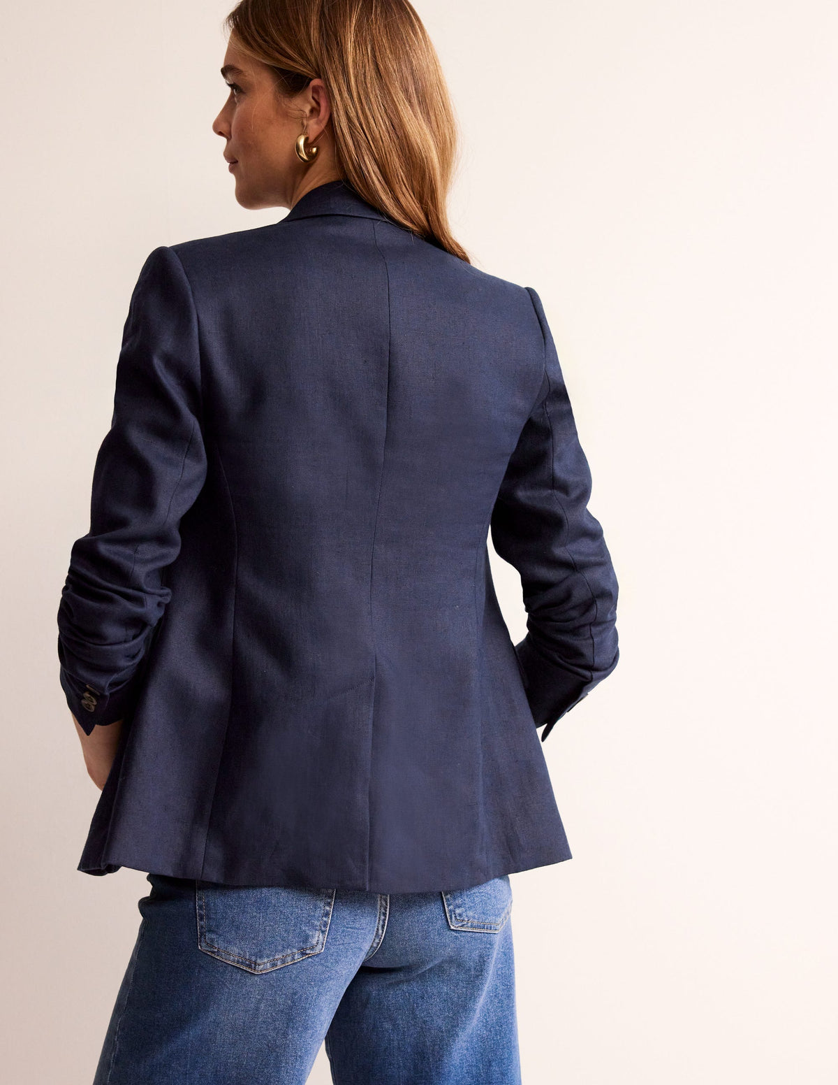Marylebone Linen Blazer-Navy - Image 3