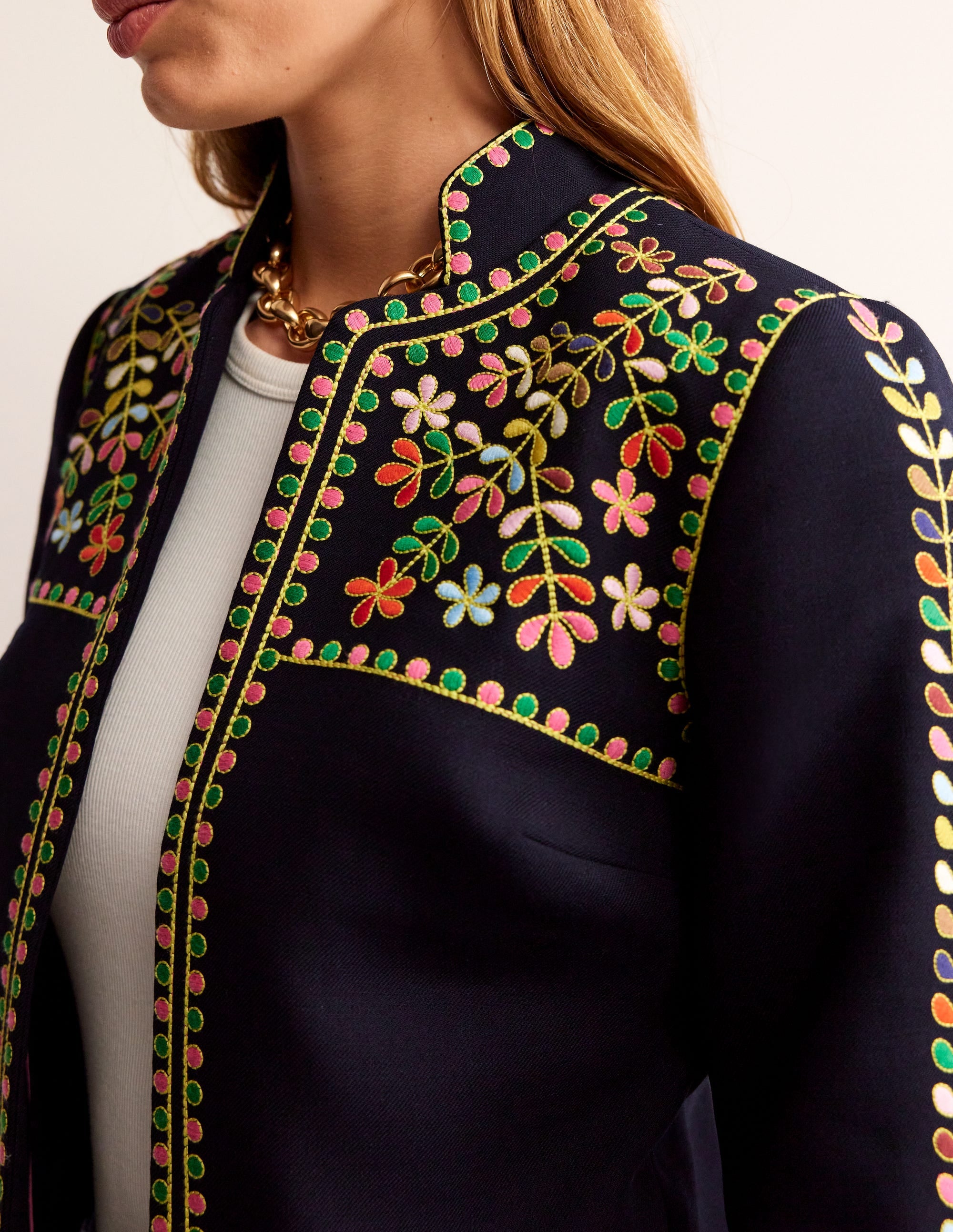 Embroidered Icon Jacket-Navy - Image 2