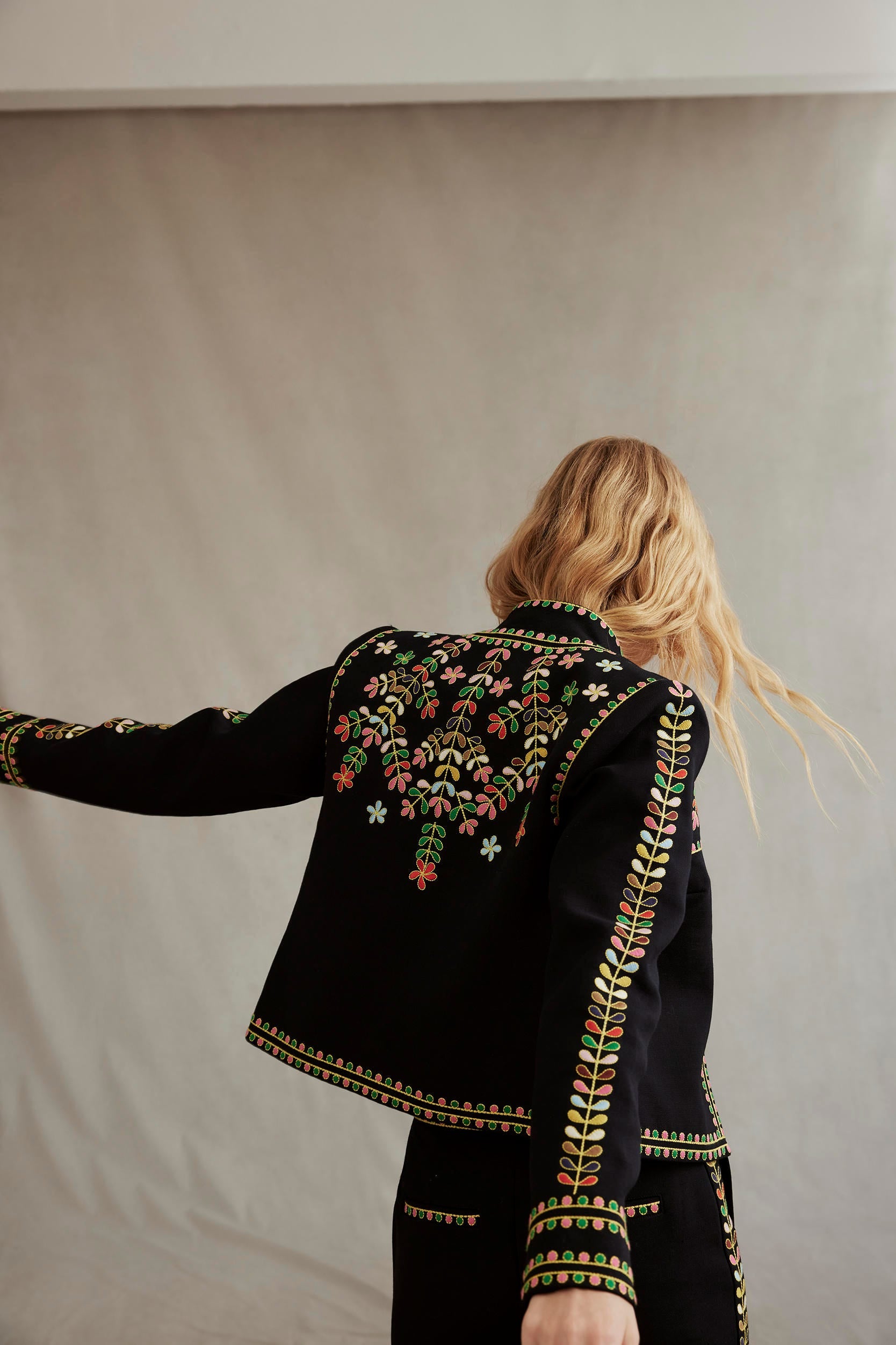 Embroidered Icon Jacket-Navy - Image 7