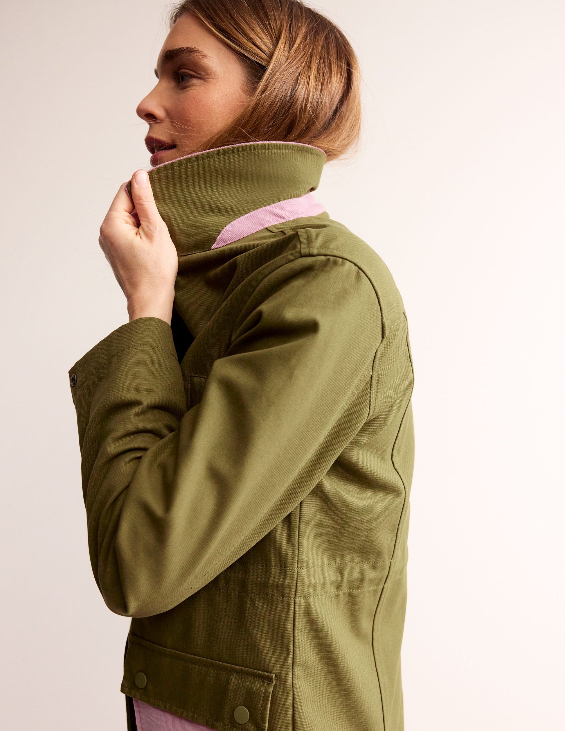 Barn Coat-Dark Moss Colour Block-2