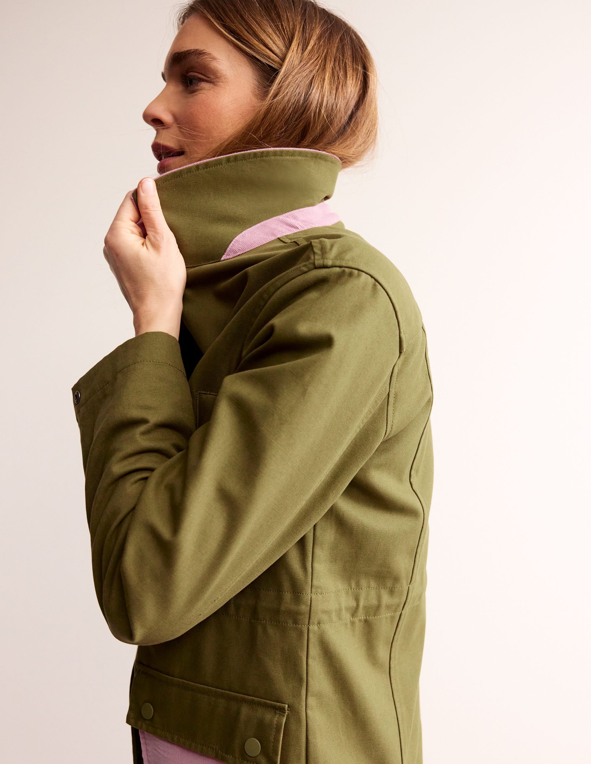 Barn Coat-Dark Moss Colour Block - Image 2