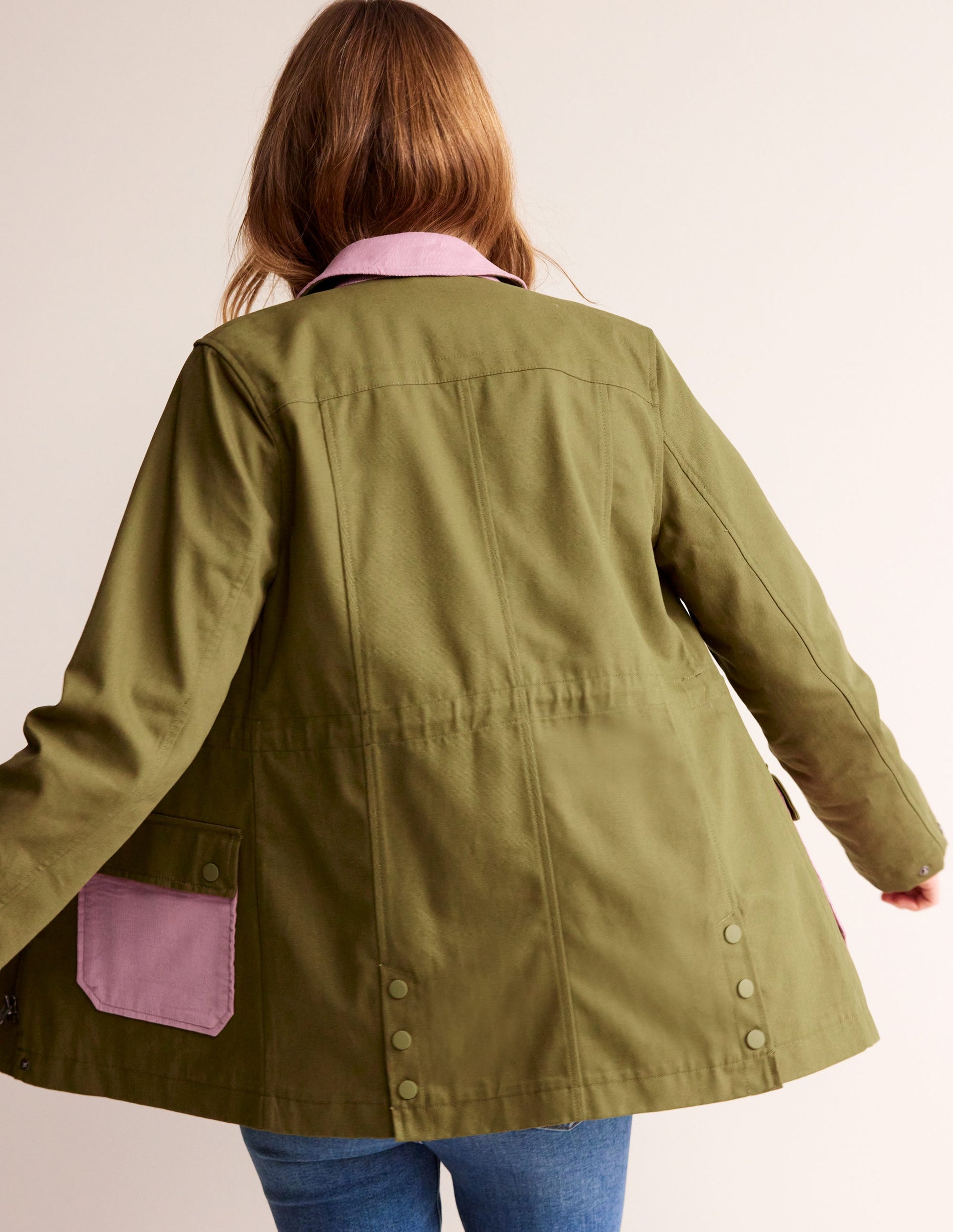 Barn Coat-Dark Moss Colour Block-3