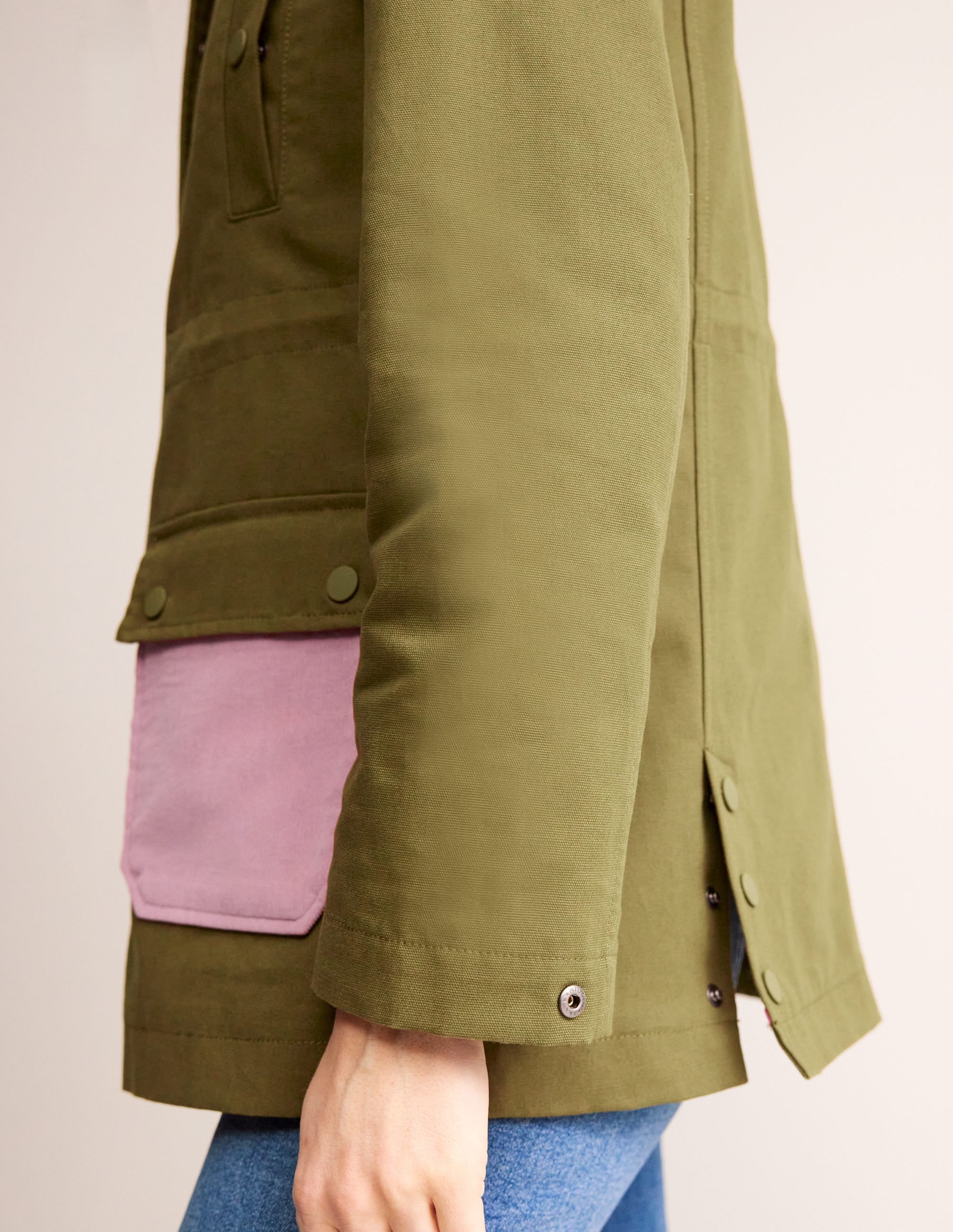 Barn Coat-Dark Moss Colour Block - Image 4