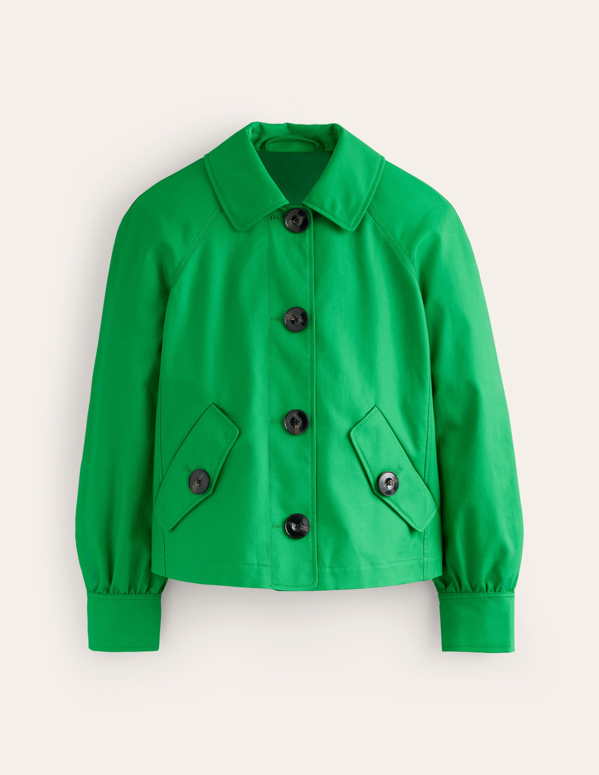 Cropped Trench Jacket-Bright Green with Navy Pop - Image 5
