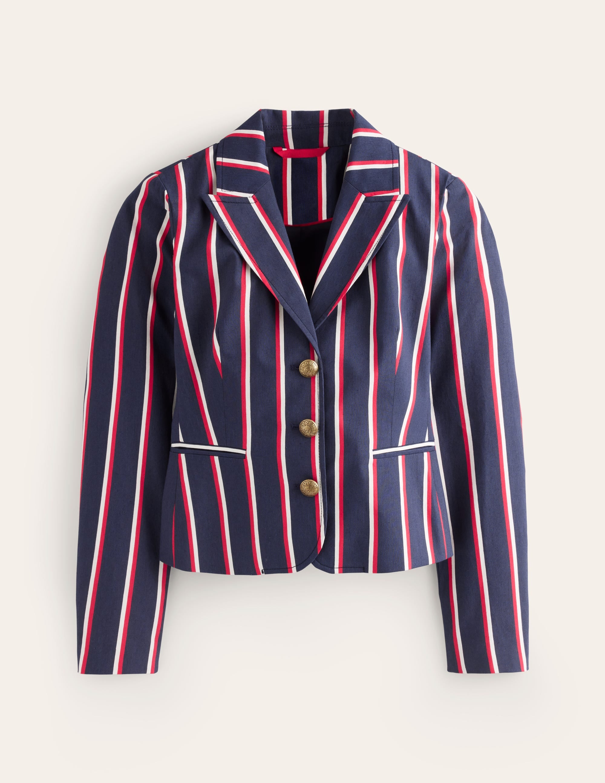 Canonbury Stripe Blazer-Navy, Red & White Stripe - Image 6