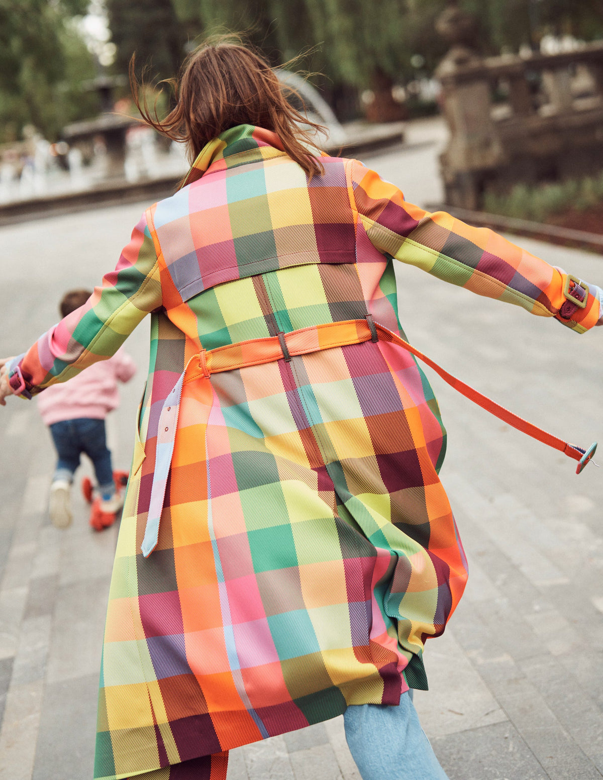 Neon Belted Trench Coat-Check - Image 6