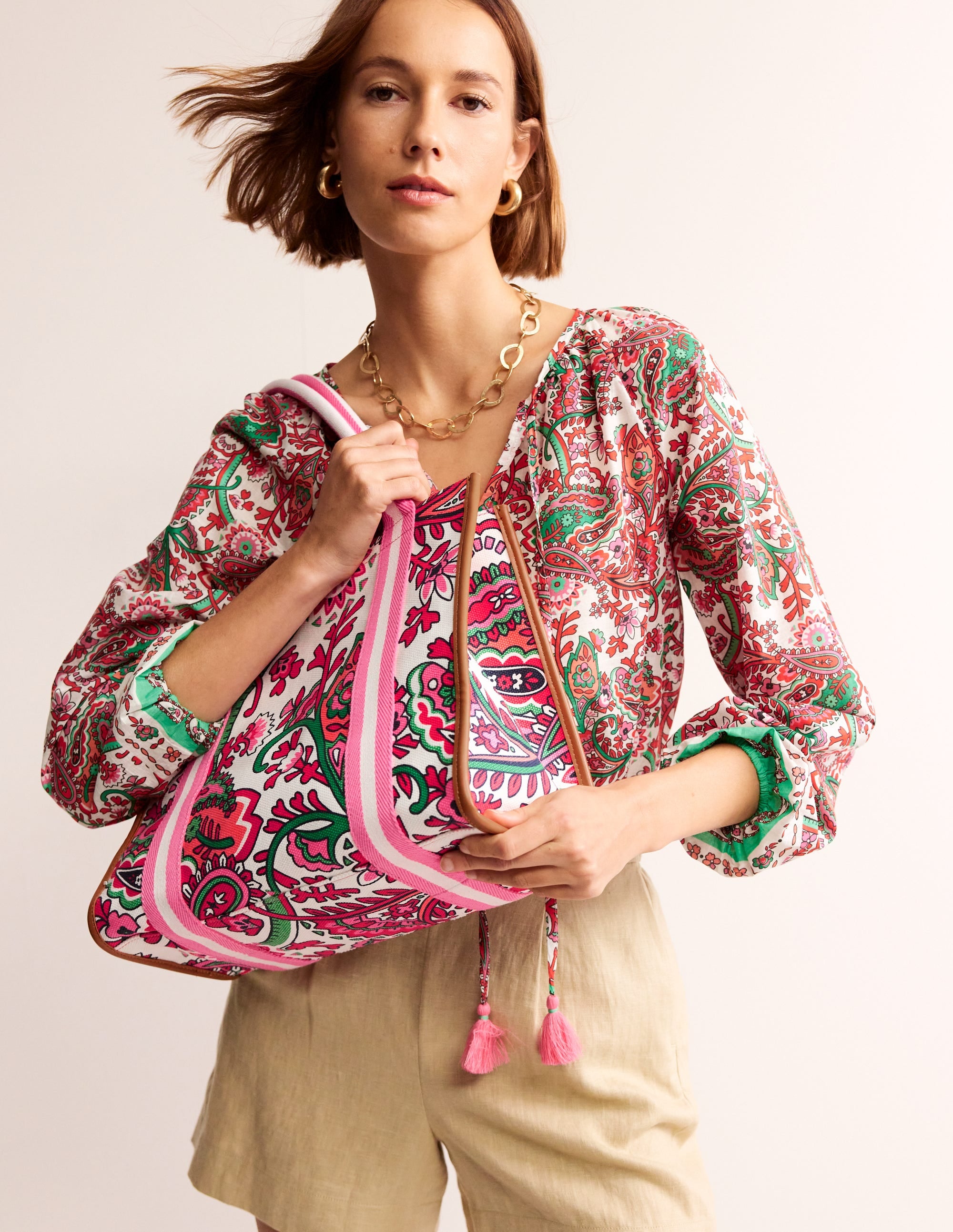 Tilda Canvas Tote Bag-Ivory, Fantastical Paisley - Image 1