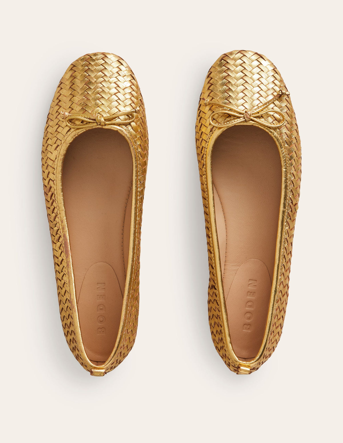 Kitty Flexi Sole Ballet Flats-Woven Gold - Image 5