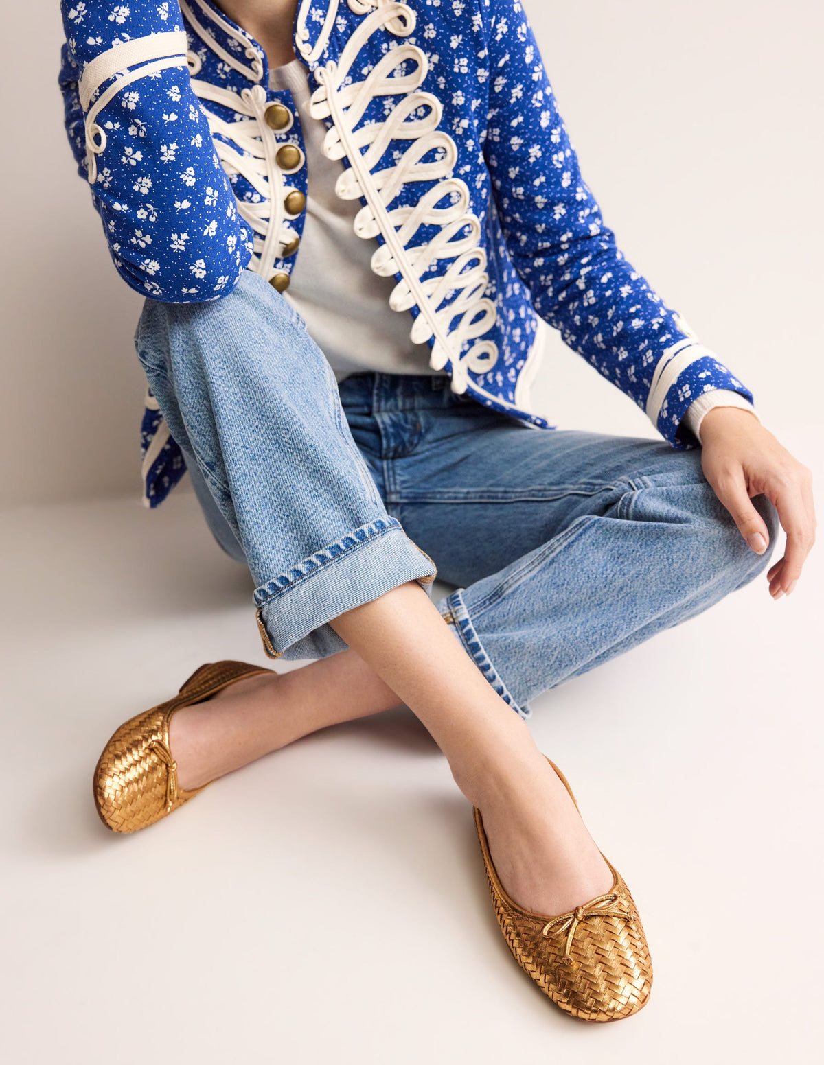 Kitty Flexi Sole Ballet Flats-Woven Gold - Image 1