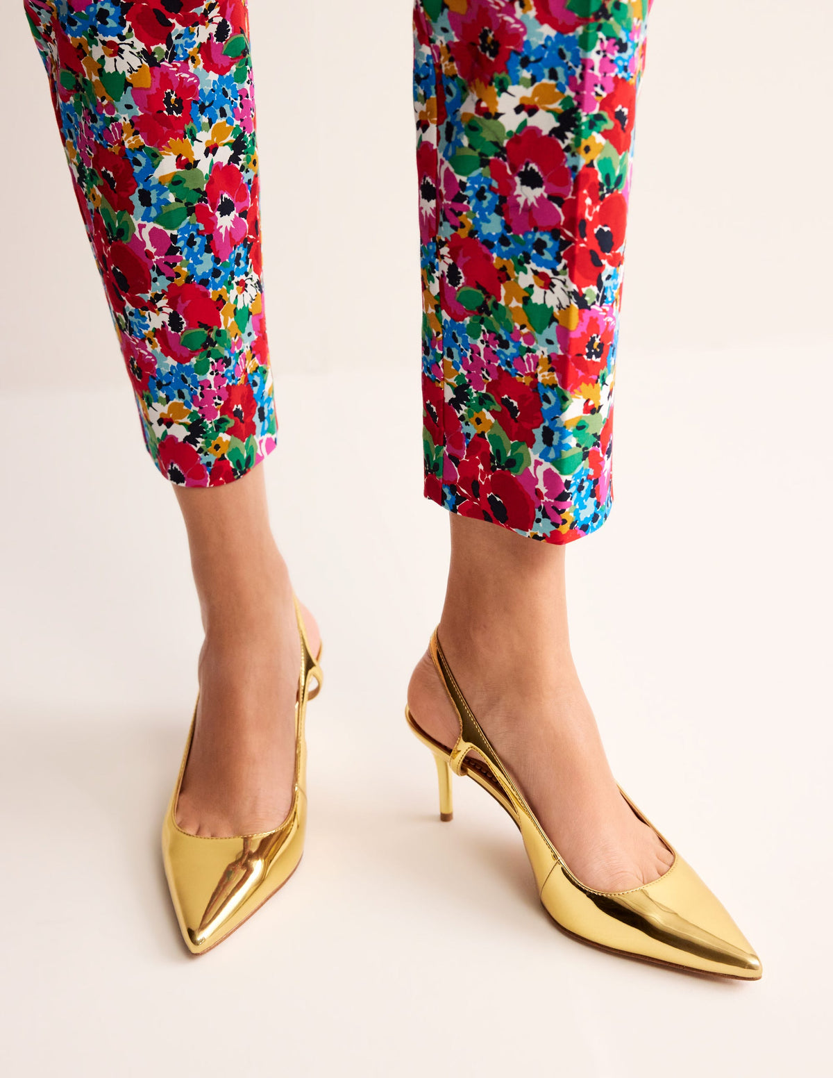 Cut Out Sling Back Heels-Gold Mirror - Image 2