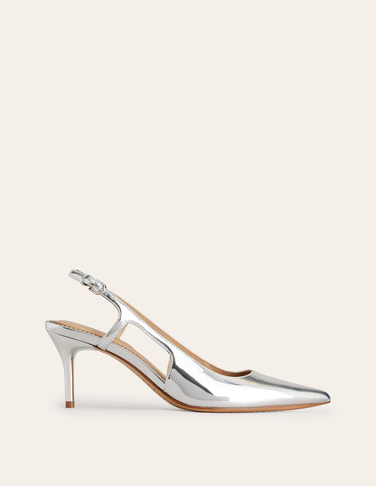 Cut Out Sling Back Heels-Silver Mirror - Image 2
