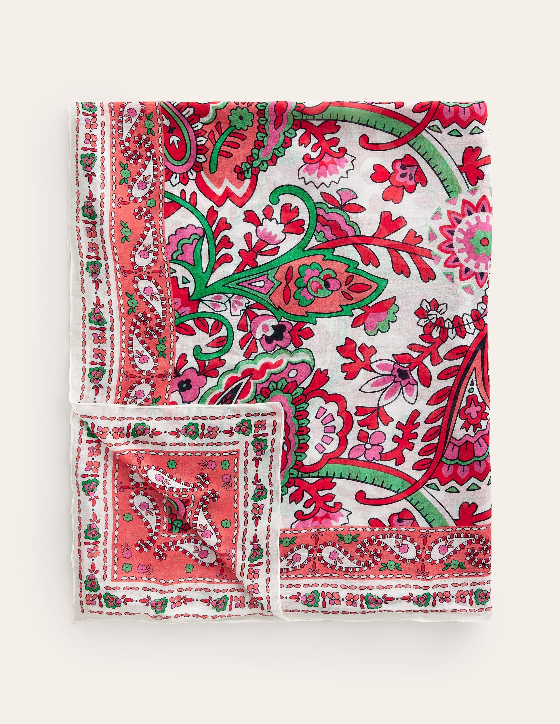 Printed Sarong Scarf-Ivory, Fantastical Paisley-2
